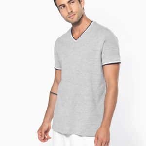 Visuel T-shirt maille piquée col V homme