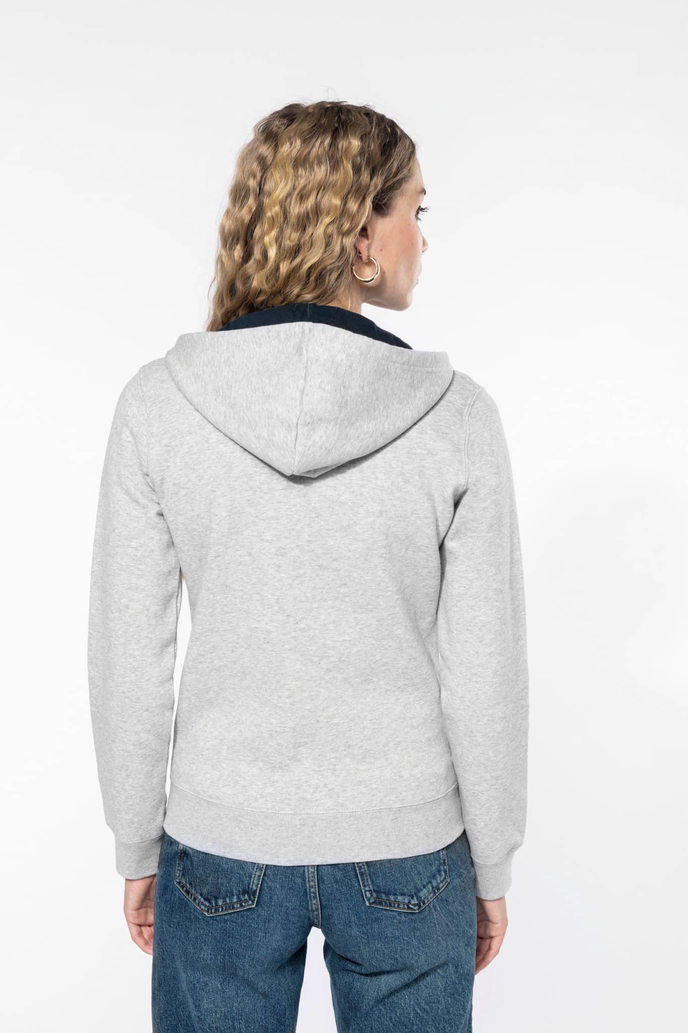 Miniature 2 pour Sweat-shirt zippé capuche contrastée femme