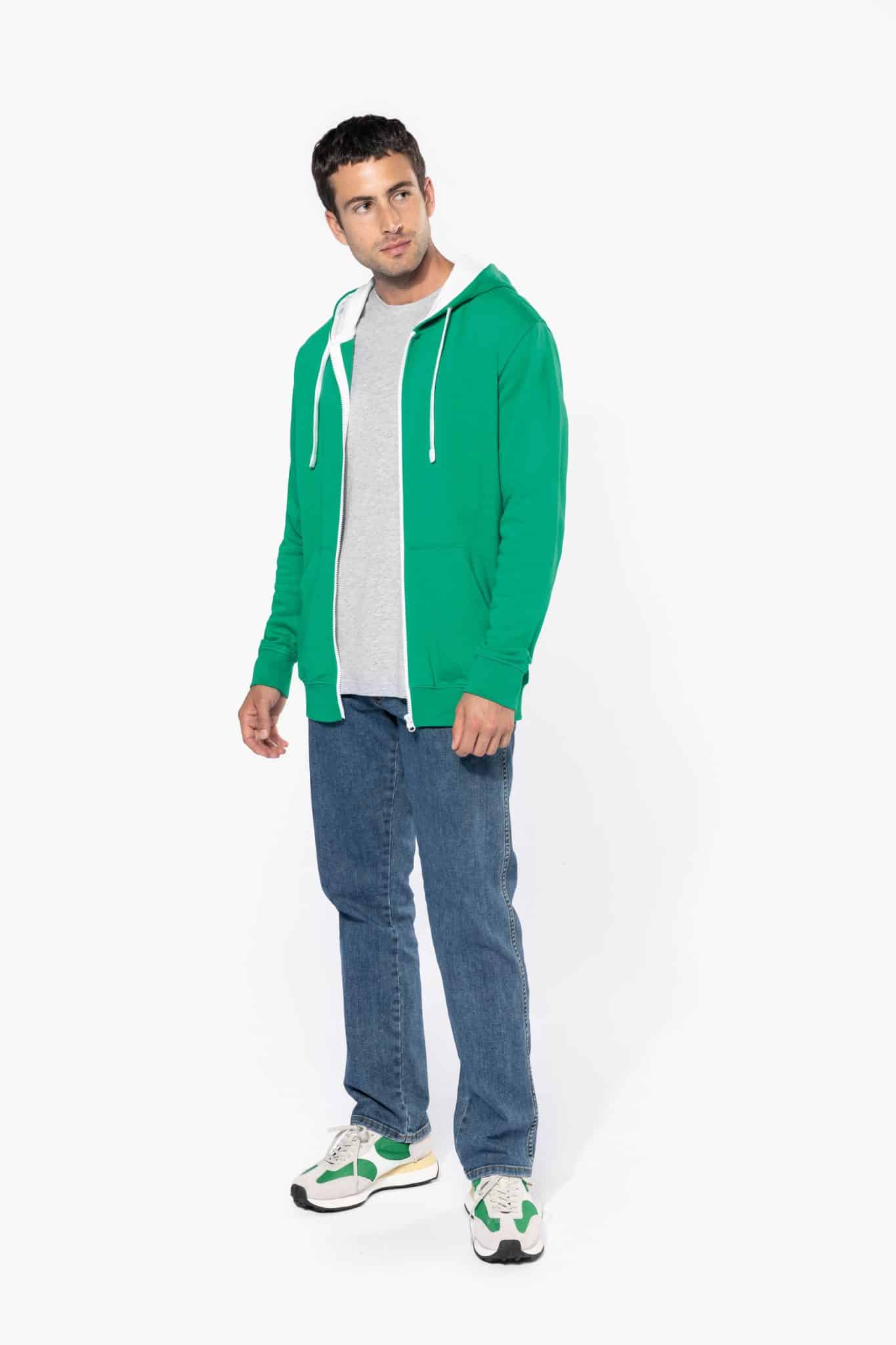 Miniature 3 pour Sweat-shirt zippé capuche contrastée