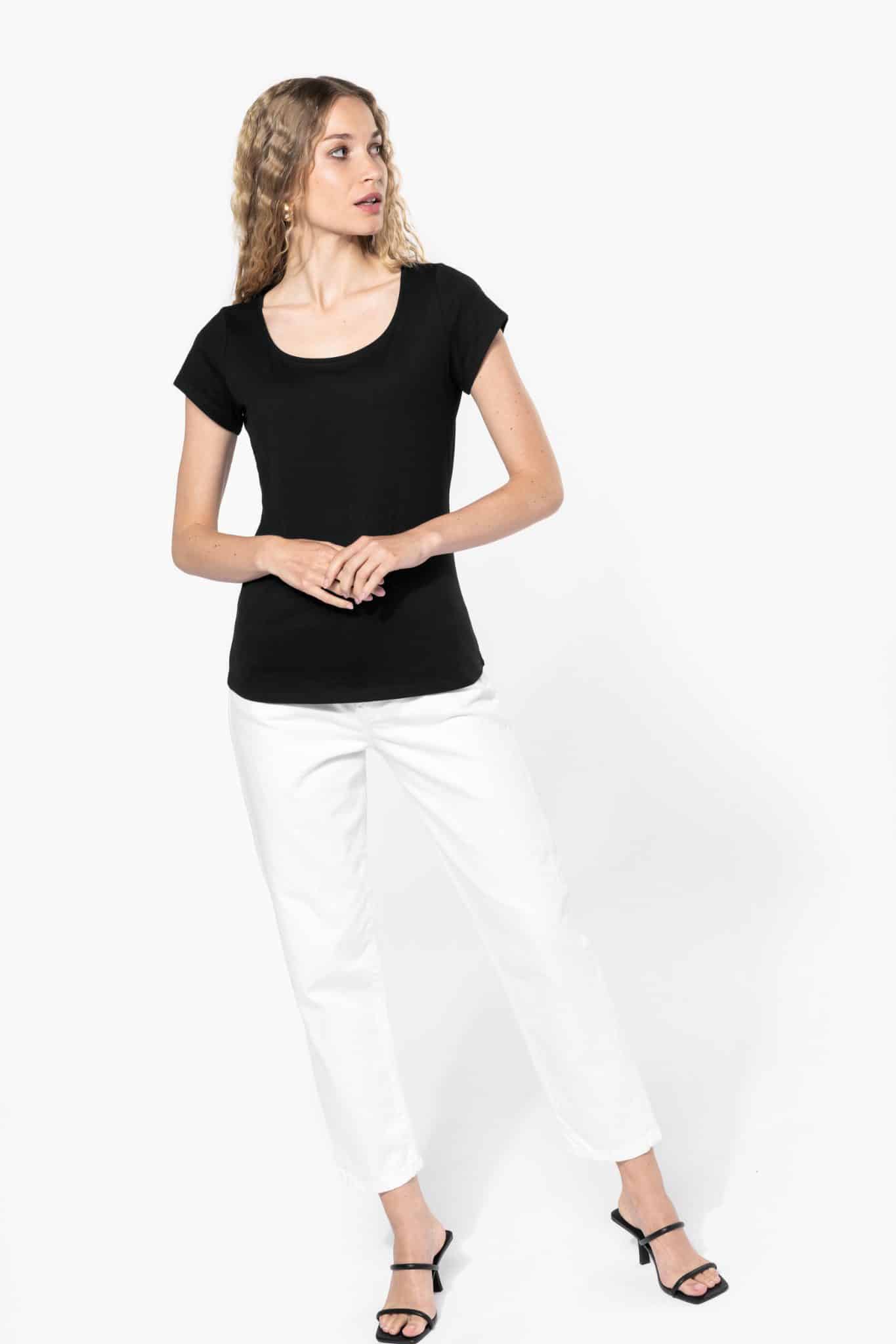 Miniature 3 pour T-shirt col bateau manches courtes femme