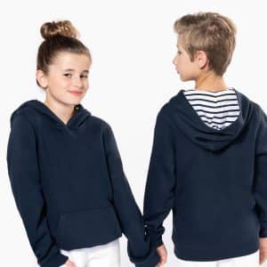 Visuel Sweat-shirt à capuche contrastée à motifs enfant unisexe