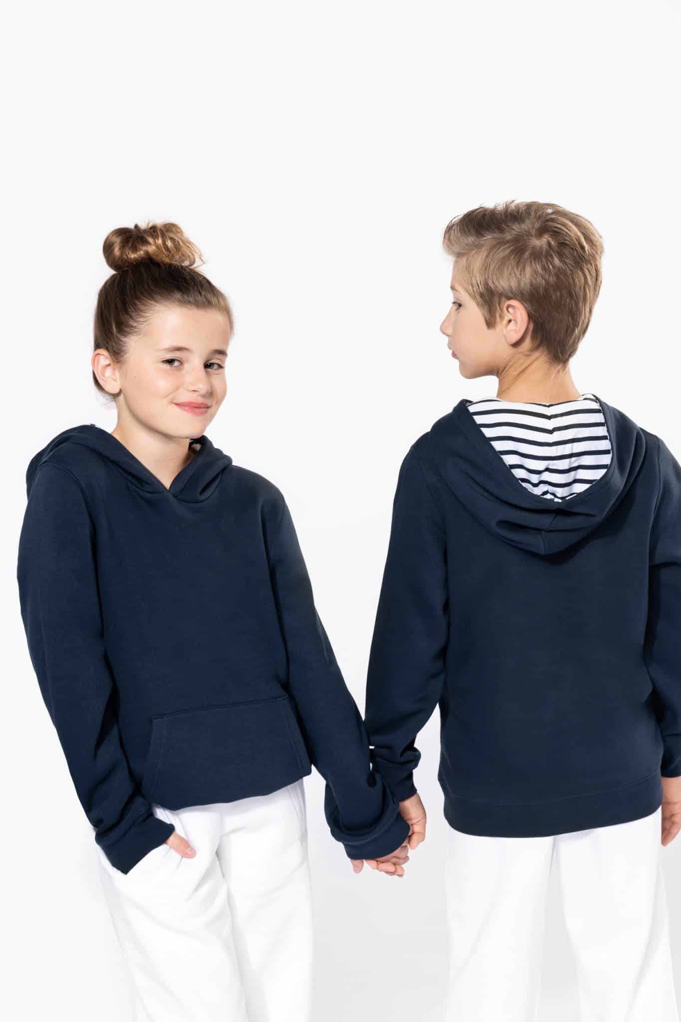 Miniature 1 pour Sweat-shirt à capuche contrastée à motifs enfant unisexe