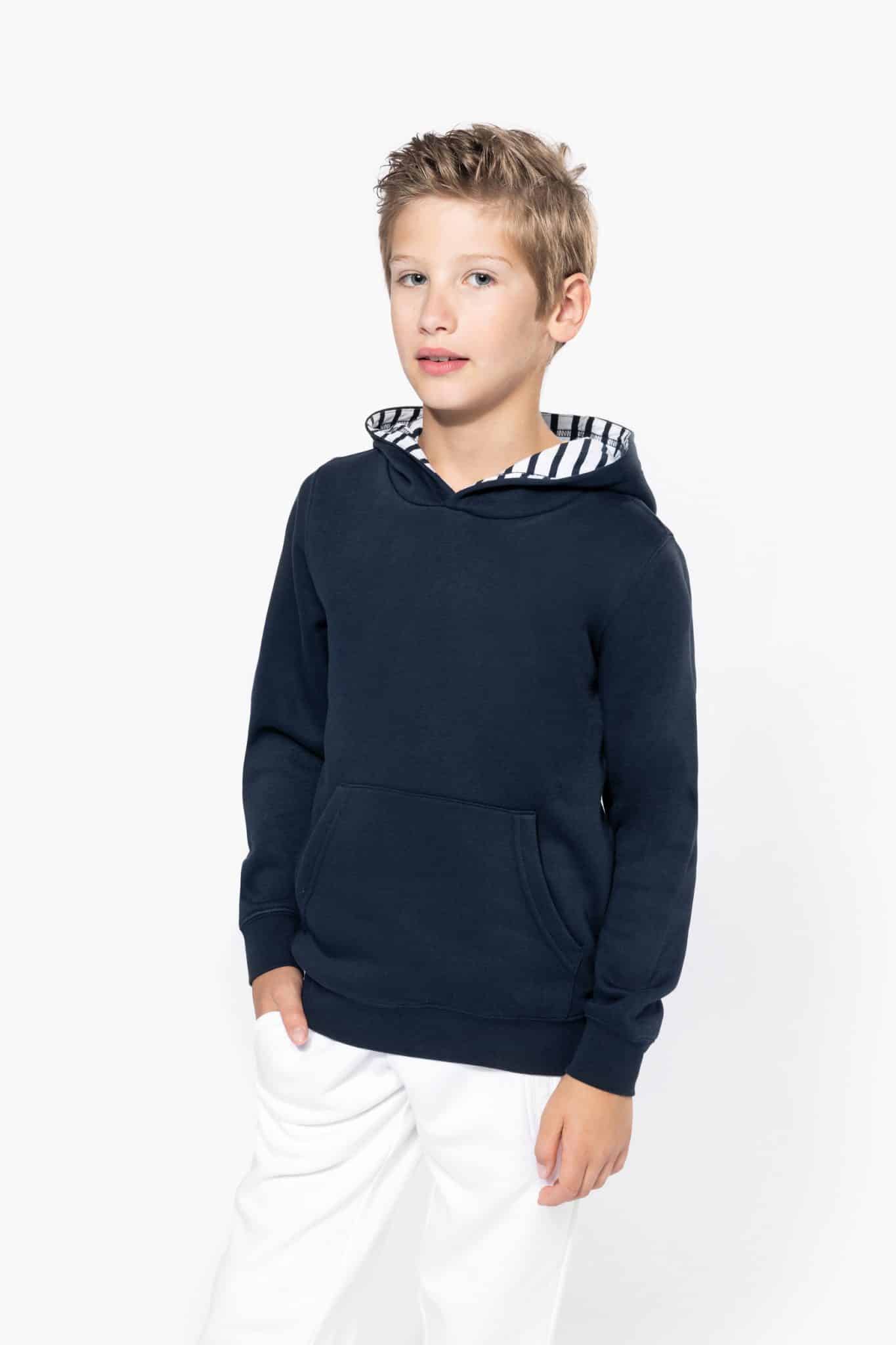 Miniature 4 pour Sweat-shirt à capuche contrastée à motifs enfant unisexe