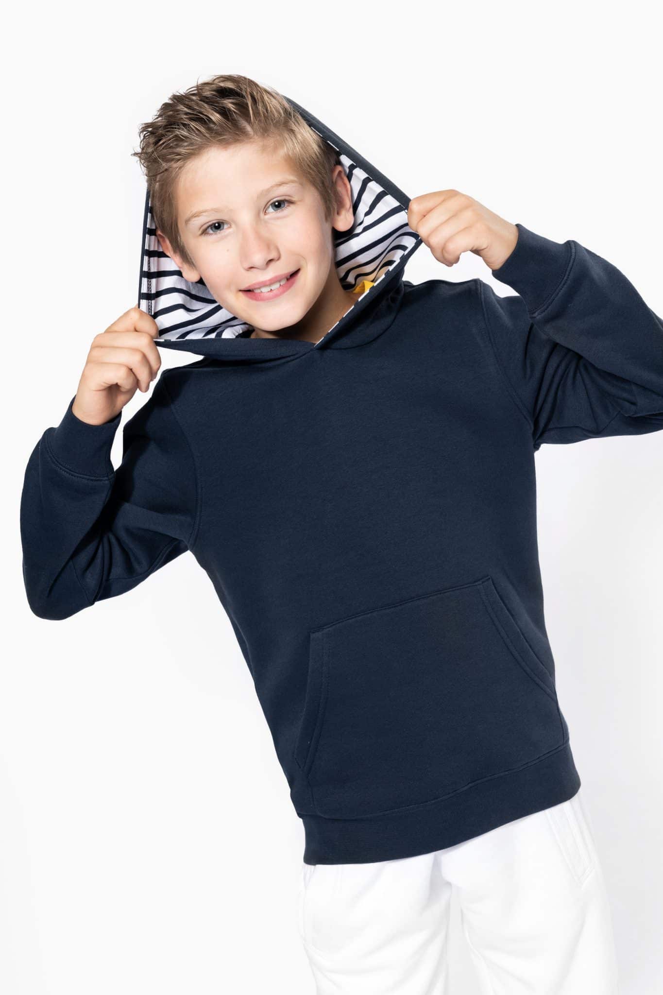 Miniature 2 pour Sweat-shirt à capuche contrastée à motifs enfant unisexe