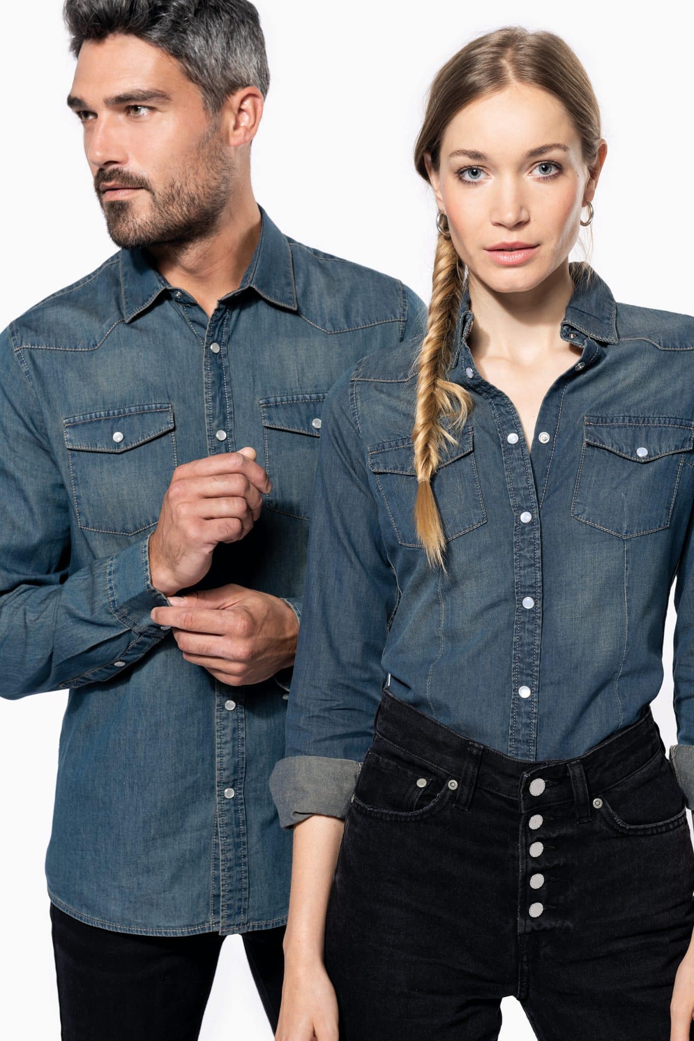 Miniature 4 pour Chemise denim manches longues femme