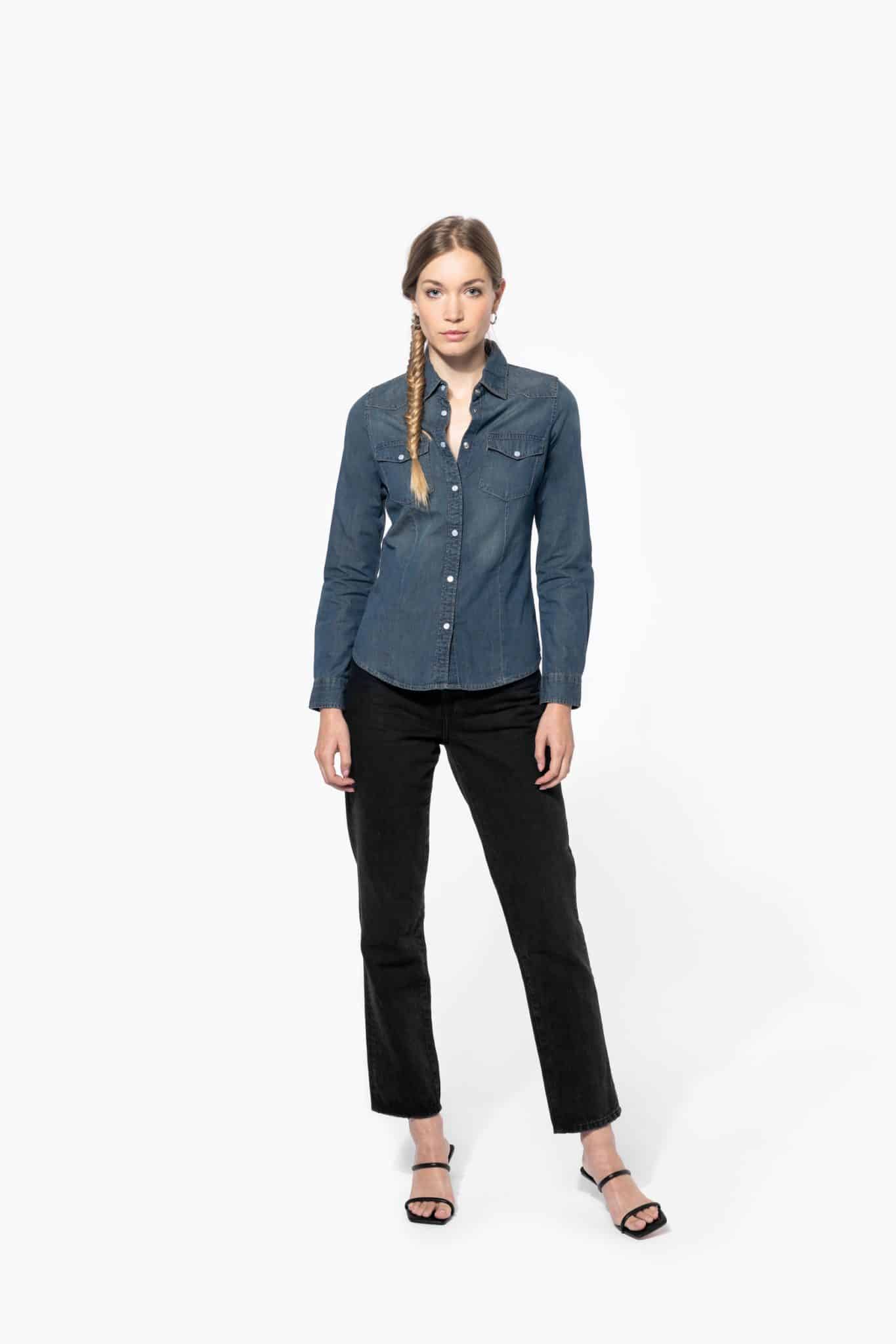 Miniature 3 pour Chemise denim manches longues femme