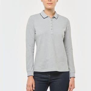 Visuel Polo maille piquée manches longues femme