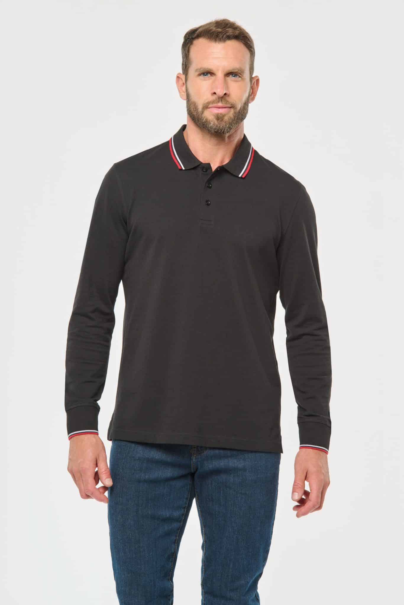 Miniature 1 pour Polo maille piquée manches longues homme