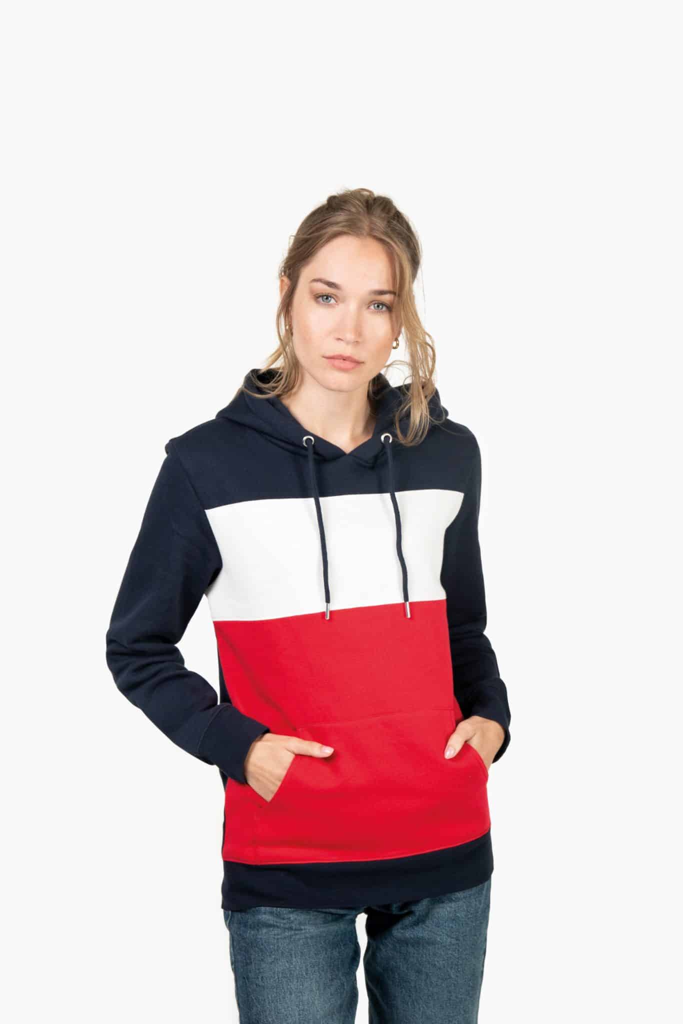 Miniature 5 pour Sweat-shirt tricolore à capuche unisexe