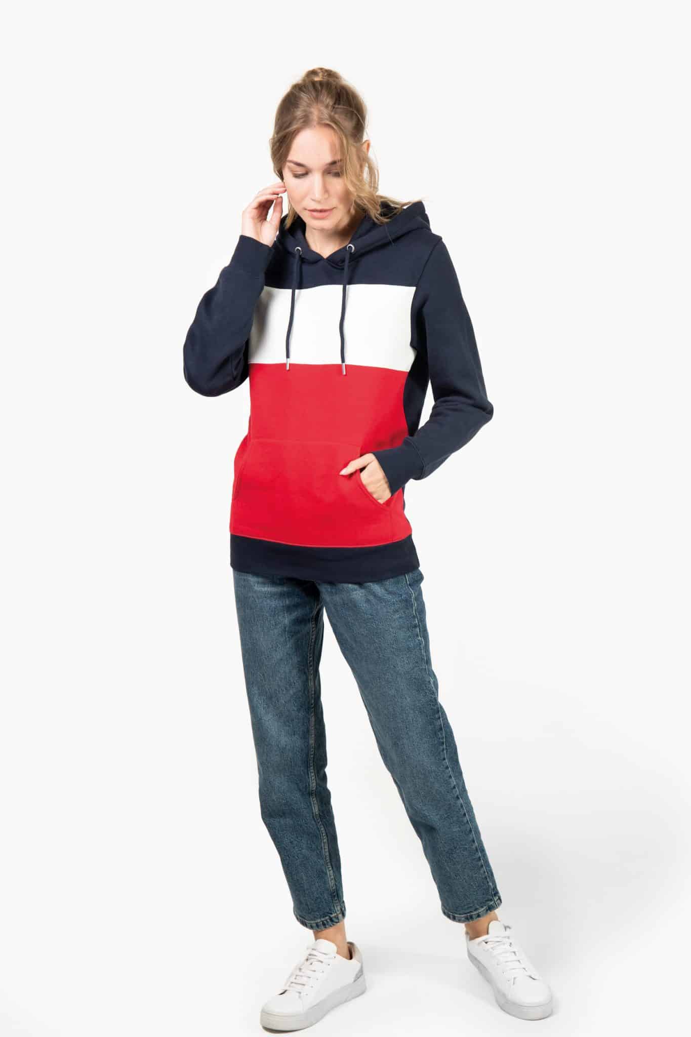 Miniature 6 pour Sweat-shirt tricolore à capuche unisexe