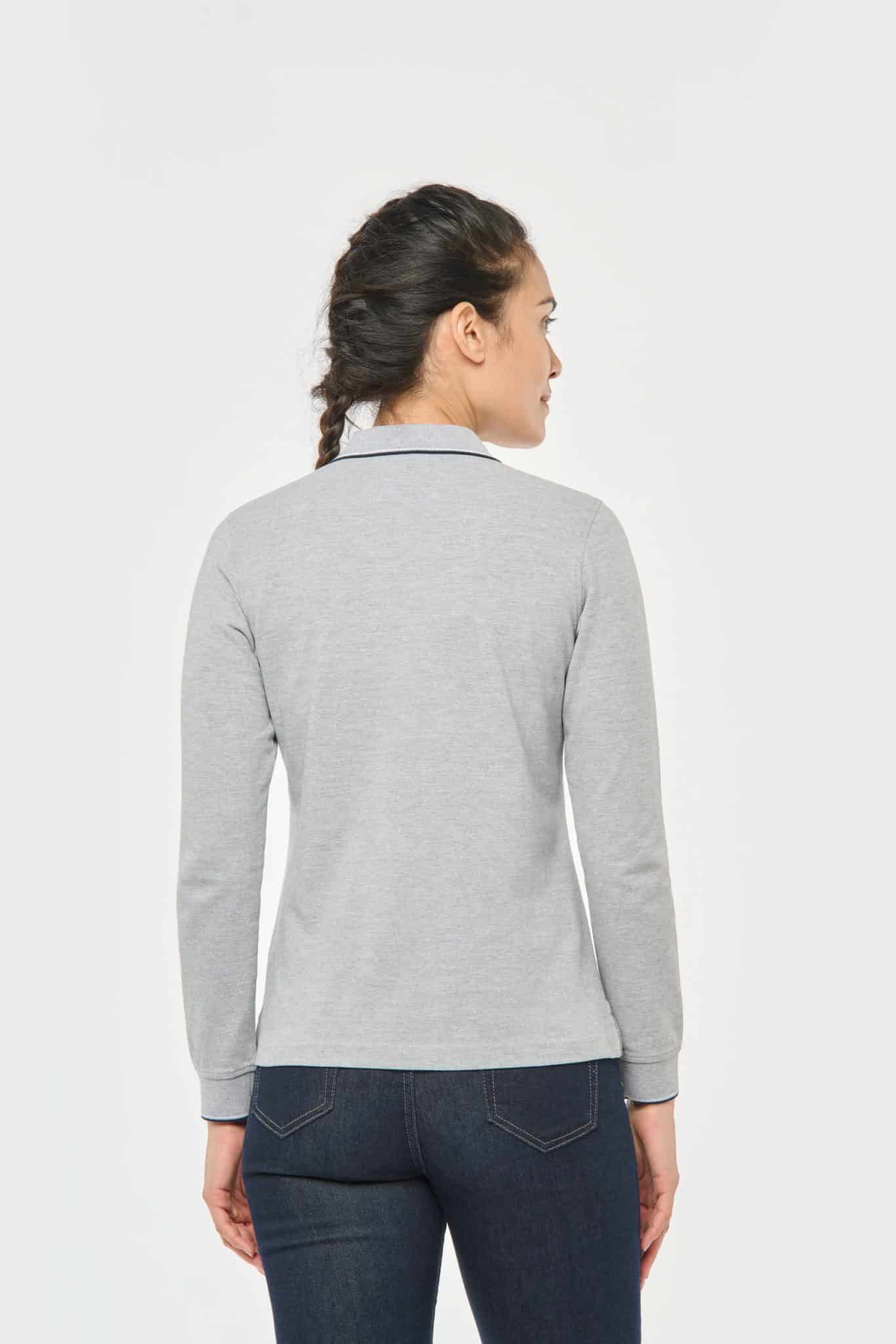 Miniature 2 pour Polo maille piquée manches longues femme