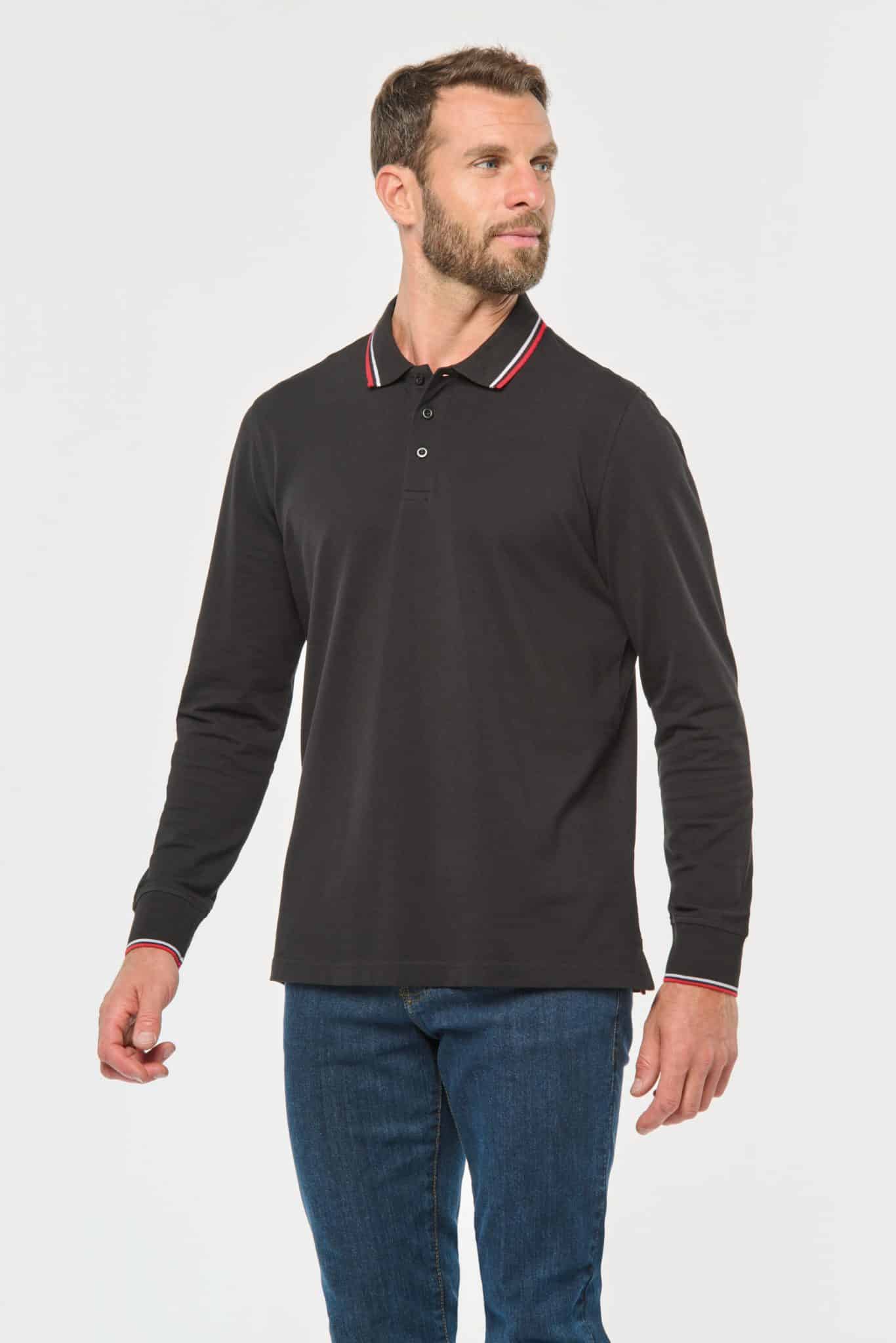 Miniature 3 pour Polo maille piquée manches longues homme