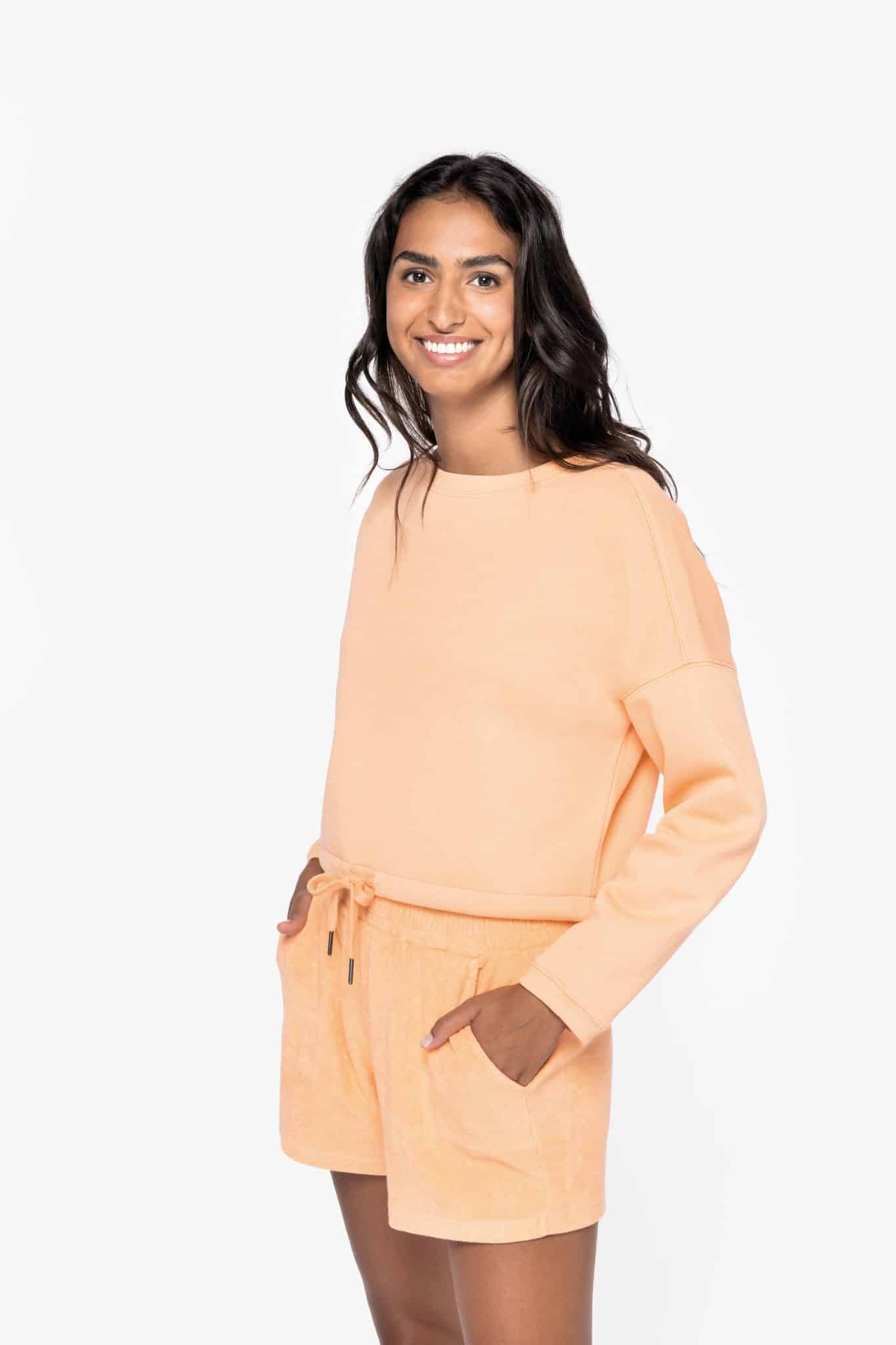 Miniature 1 pour Sweat-shirt écoresponsable à col rond oversize crop femme
