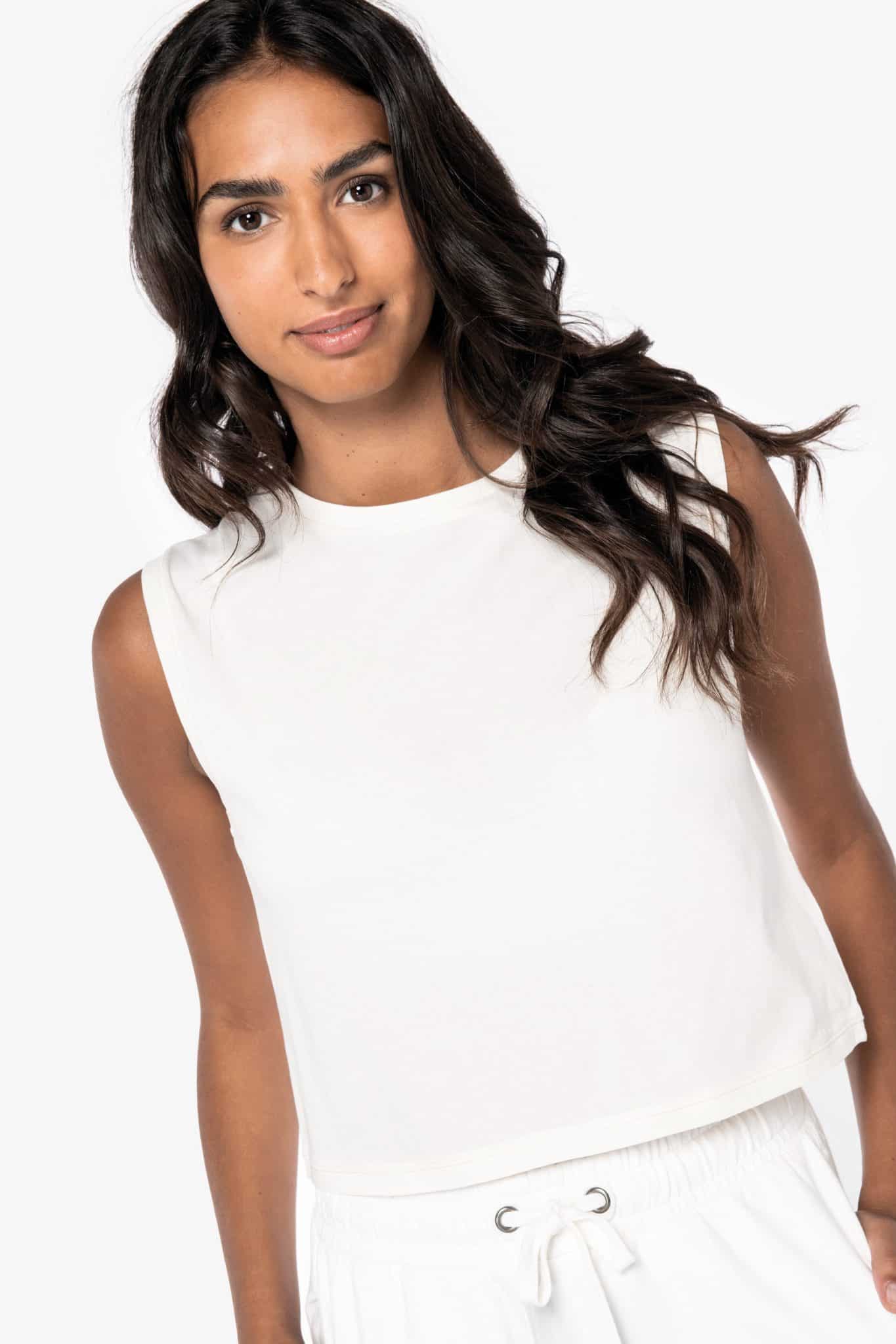 Miniature 1 pour T-shirt écoresponsable  crop sans manche femme