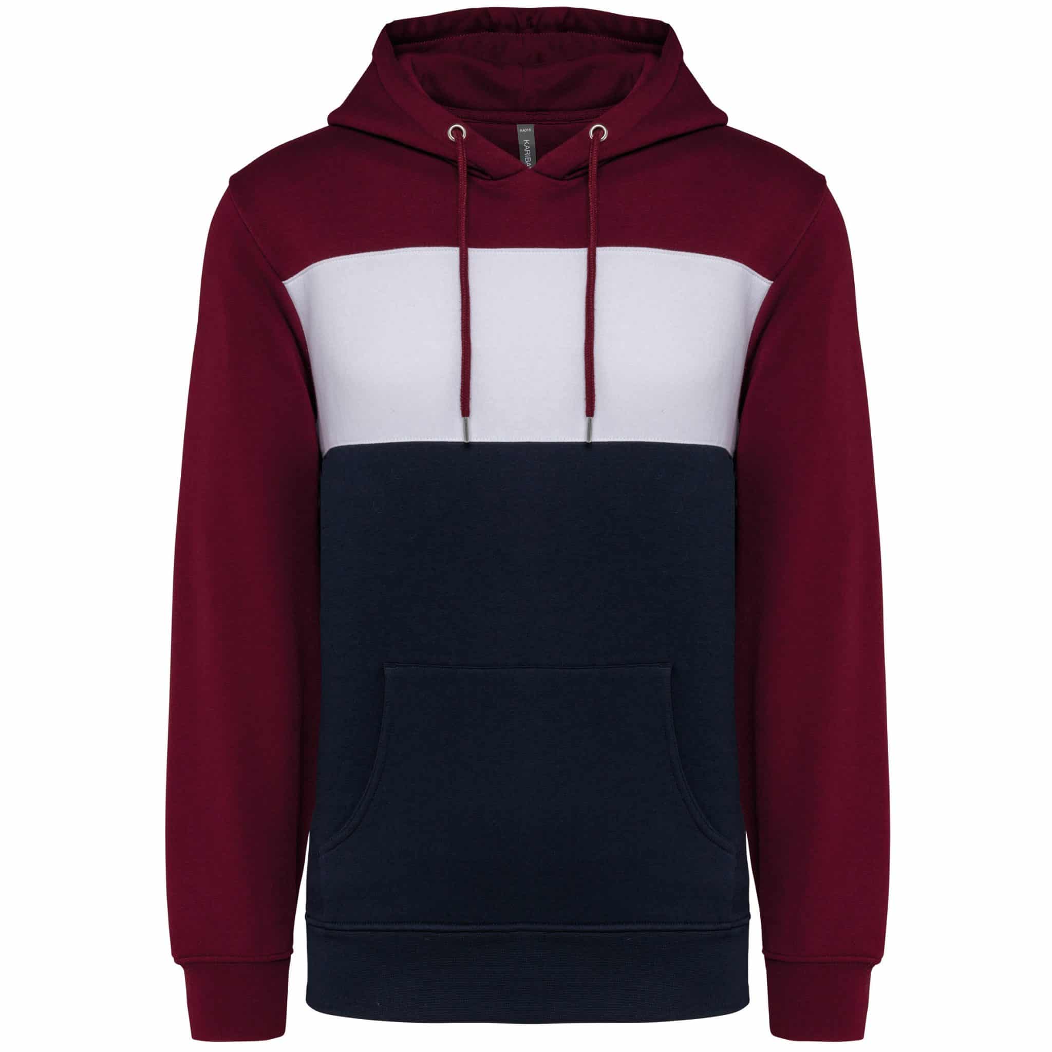 Miniature 14 pour Sweat-shirt tricolore à capuche unisexe