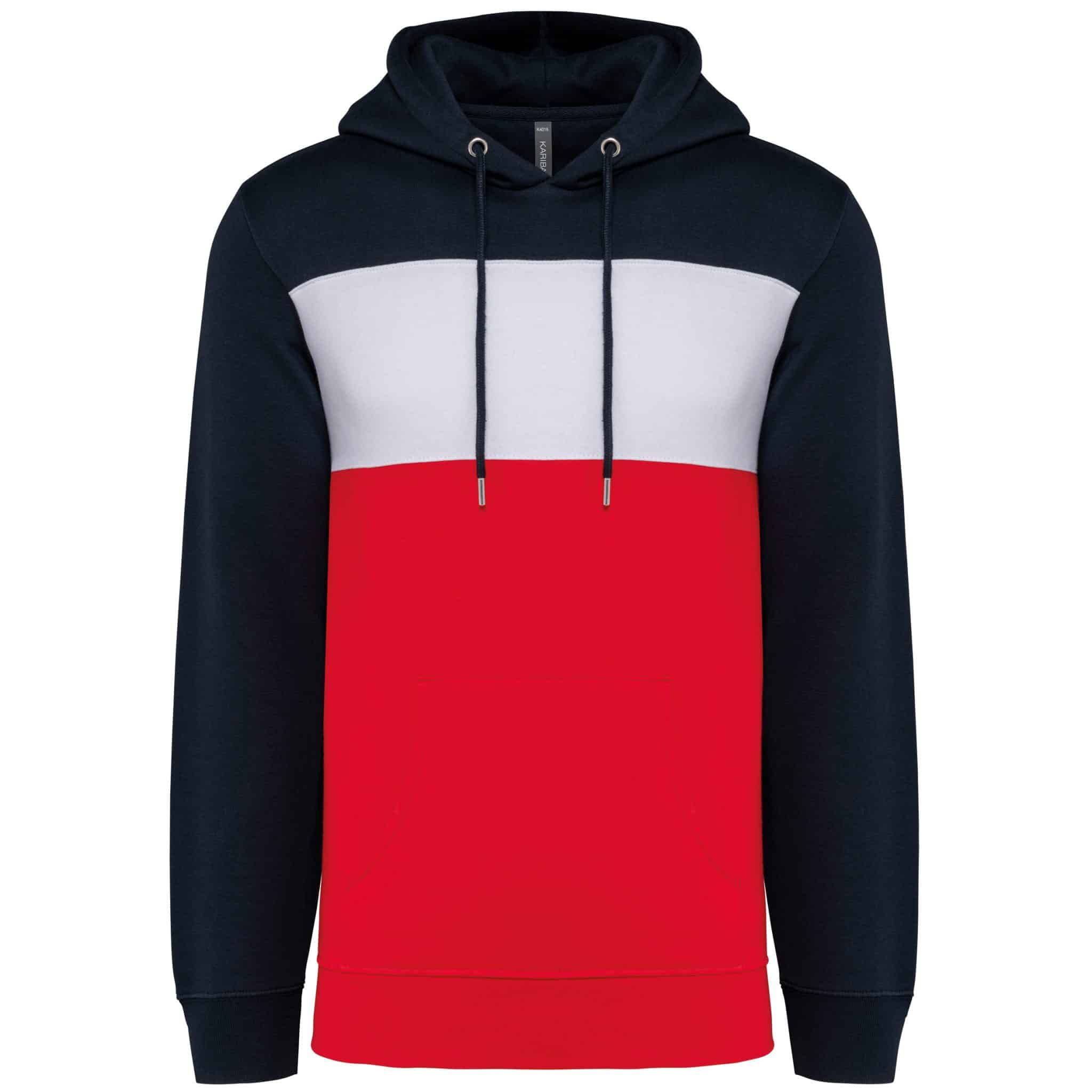 Miniature 13 pour Sweat-shirt tricolore à capuche unisexe