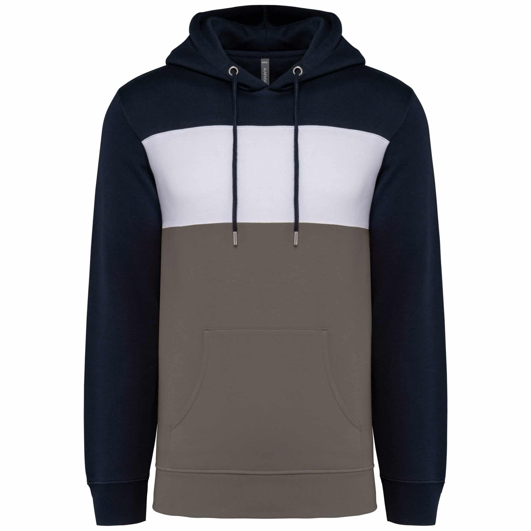 Miniature 12 pour Sweat-shirt tricolore à capuche unisexe