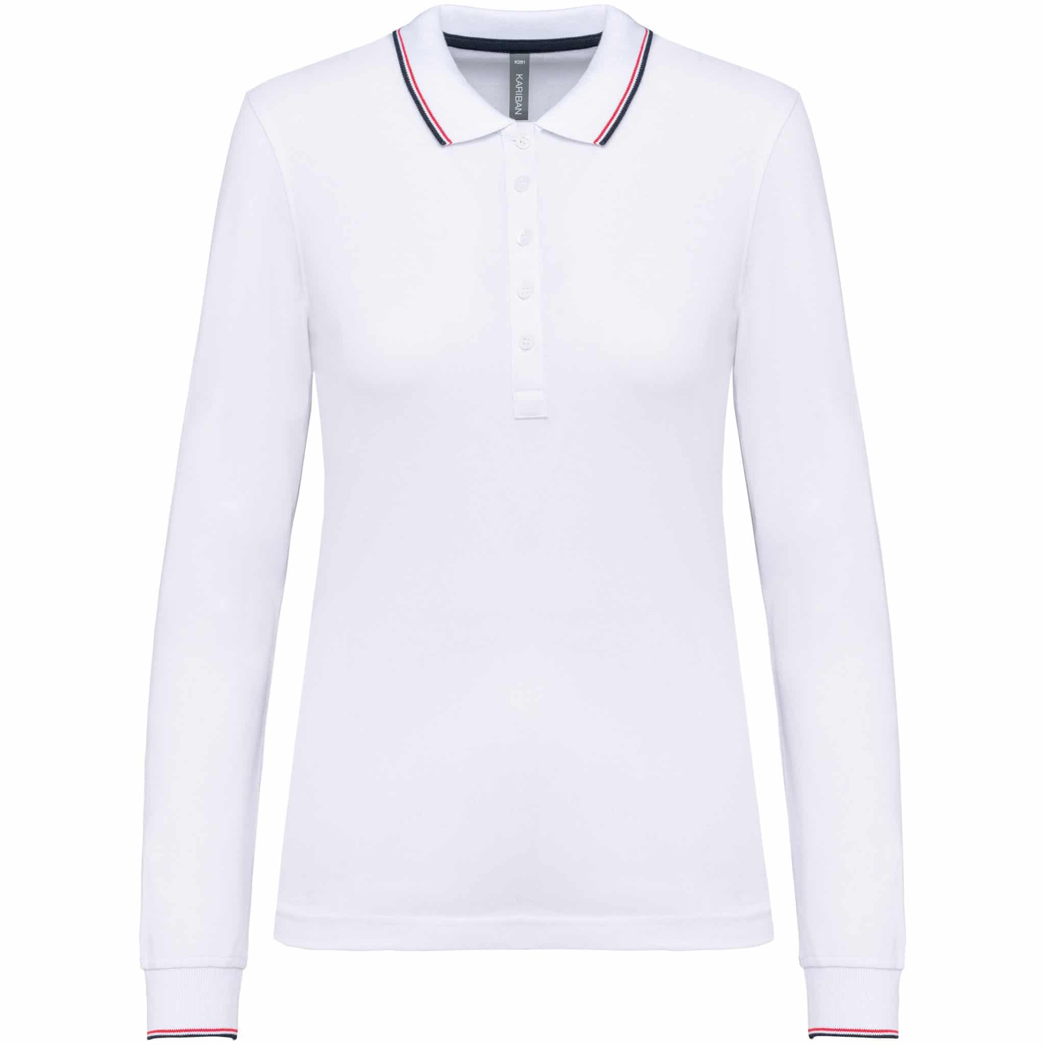 Miniature 12 pour Polo maille piquée manches longues femme