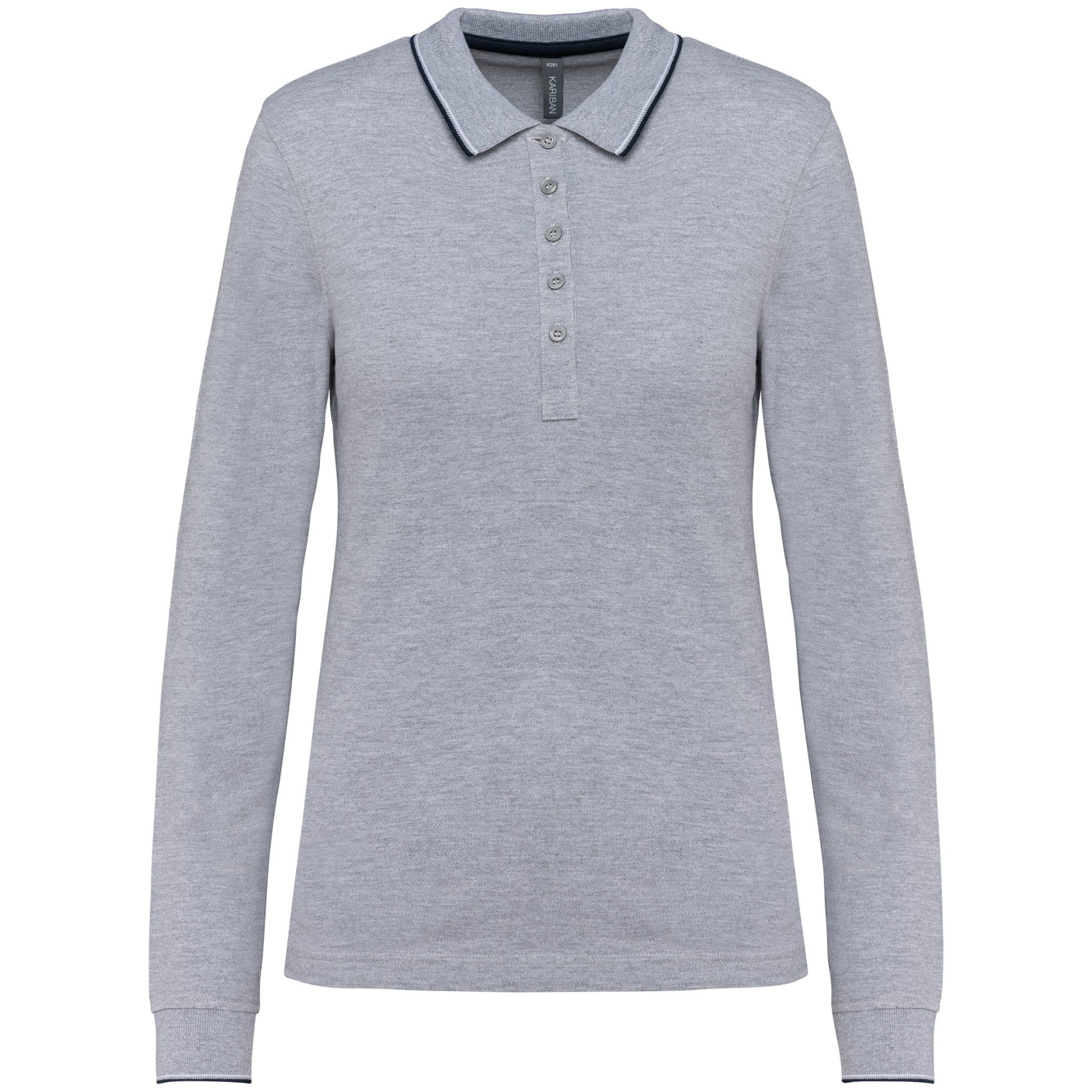 Miniature 11 pour Polo maille piquée manches longues femme
