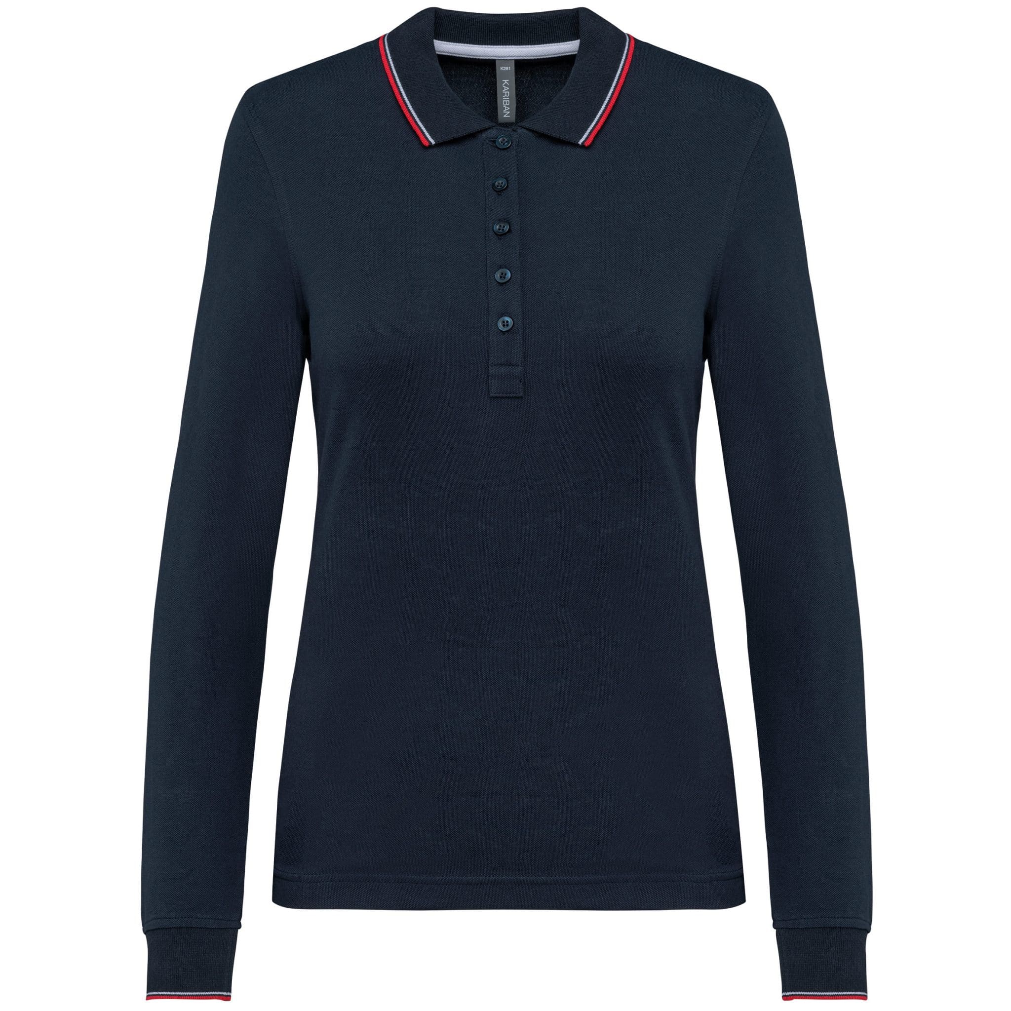 Miniature 10 pour Polo maille piquée manches longues femme