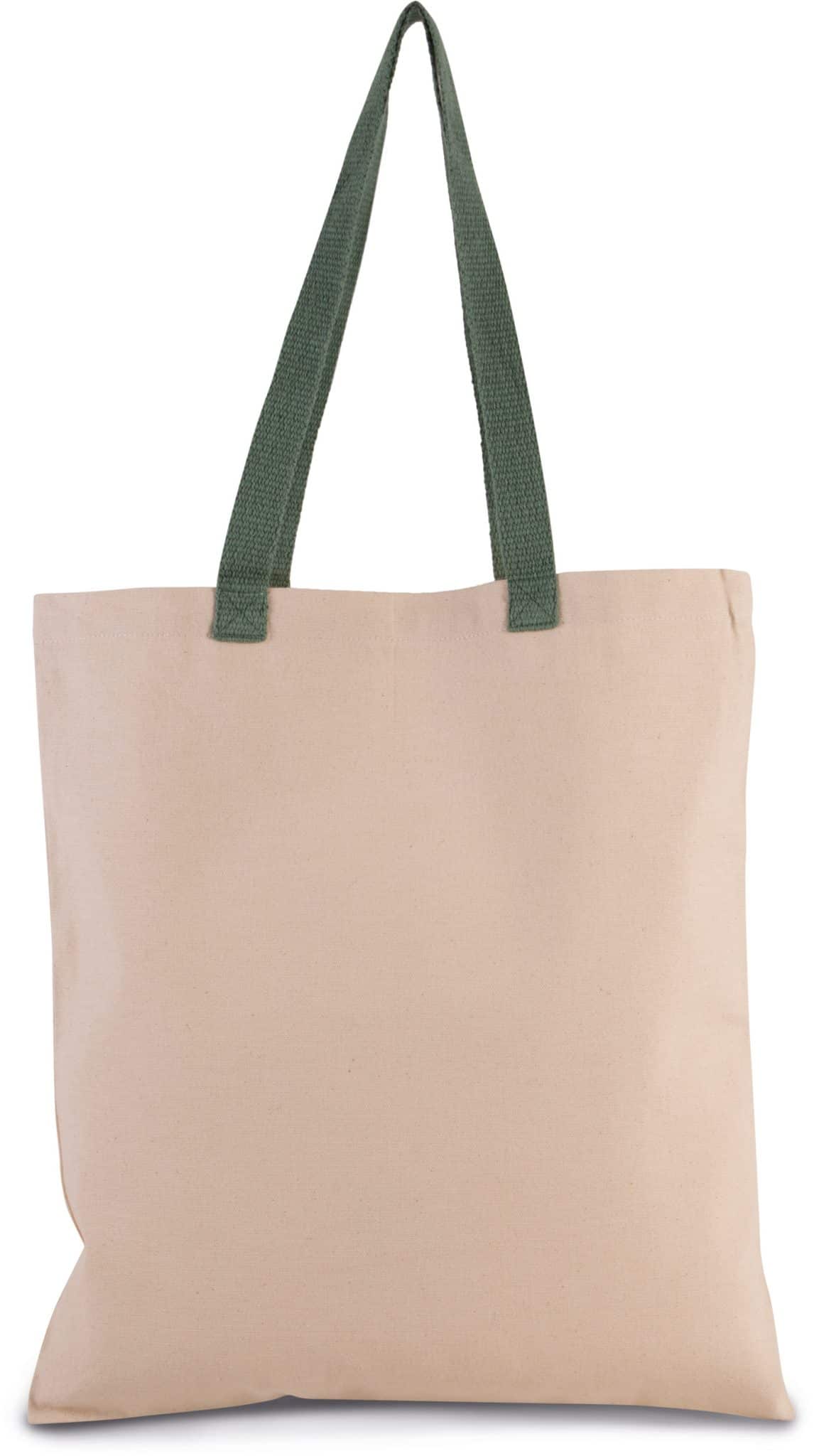 Miniature 6 pour Sac shopping plat en toile avec poignées contrastées