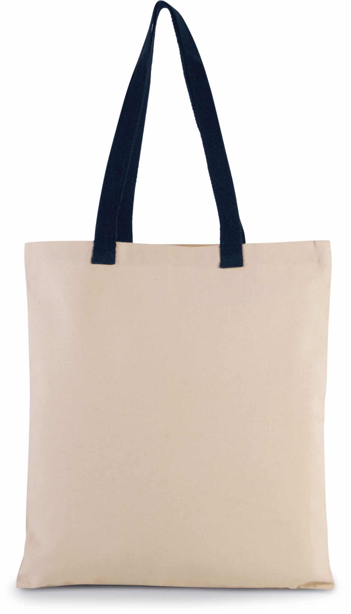 Miniature 9 pour Sac shopping plat en toile avec poignées contrastées