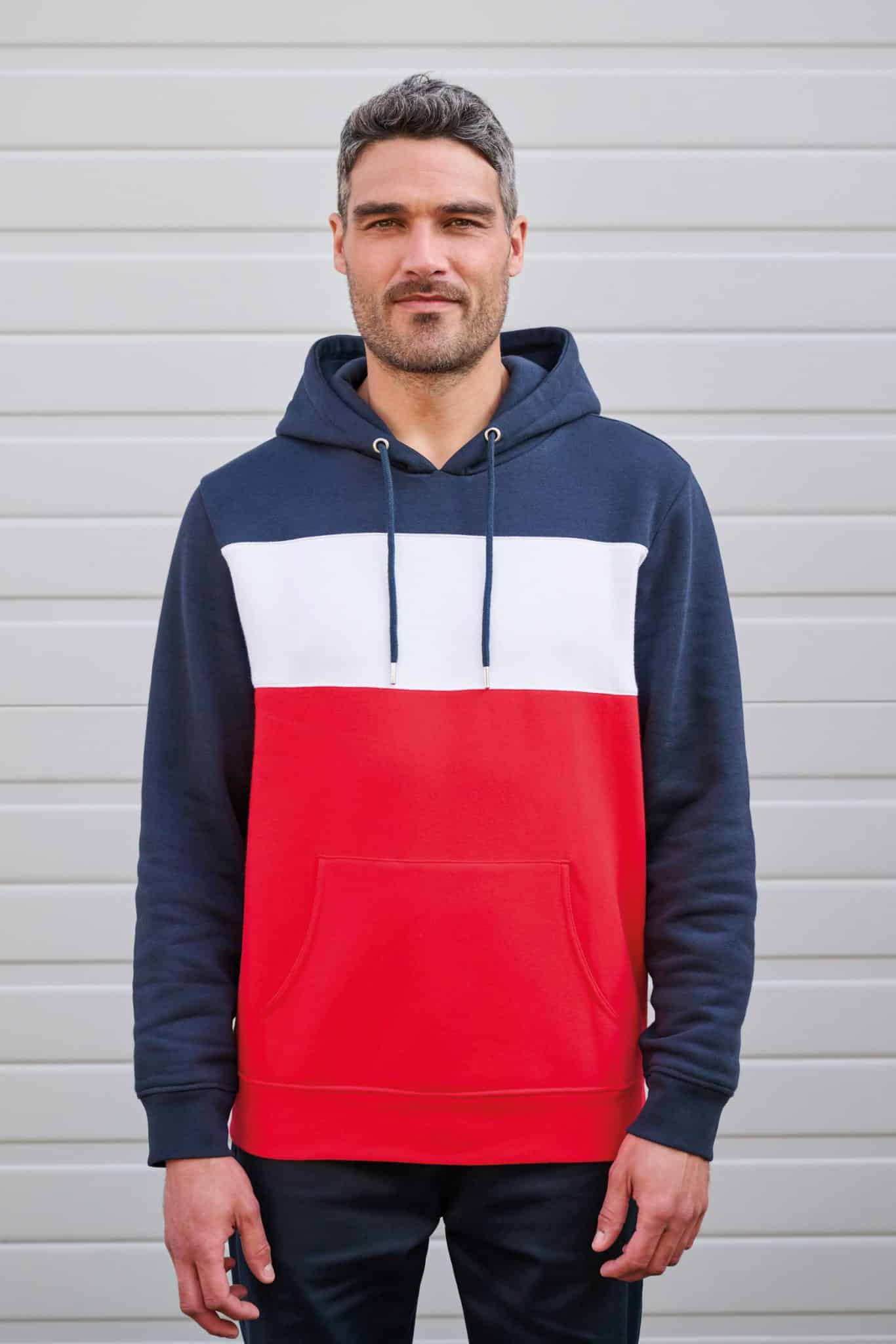 Miniature 2 pour Sweat-shirt tricolore à capuche unisexe
