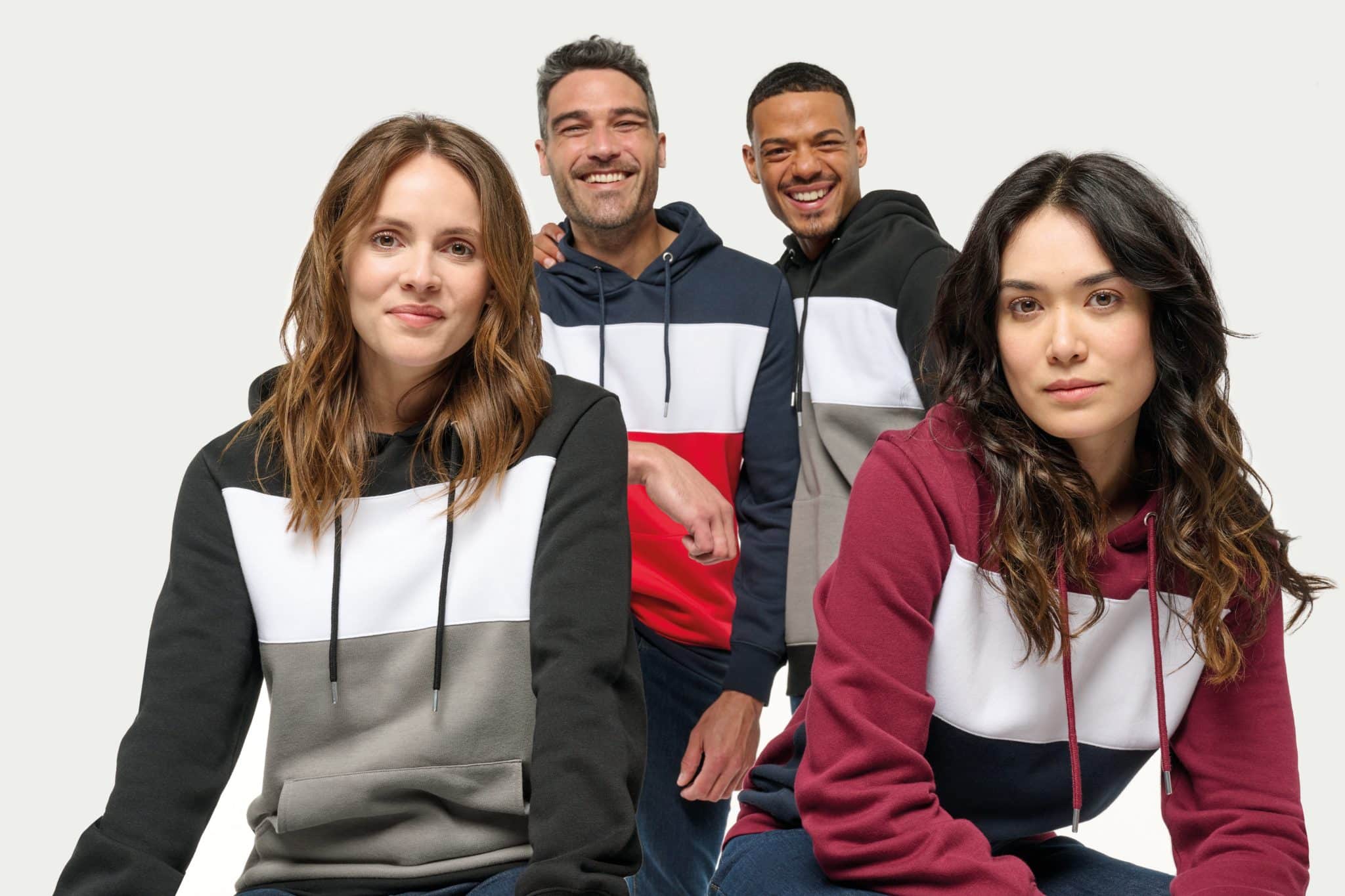 Miniature 10 pour Sweat-shirt tricolore à capuche unisexe