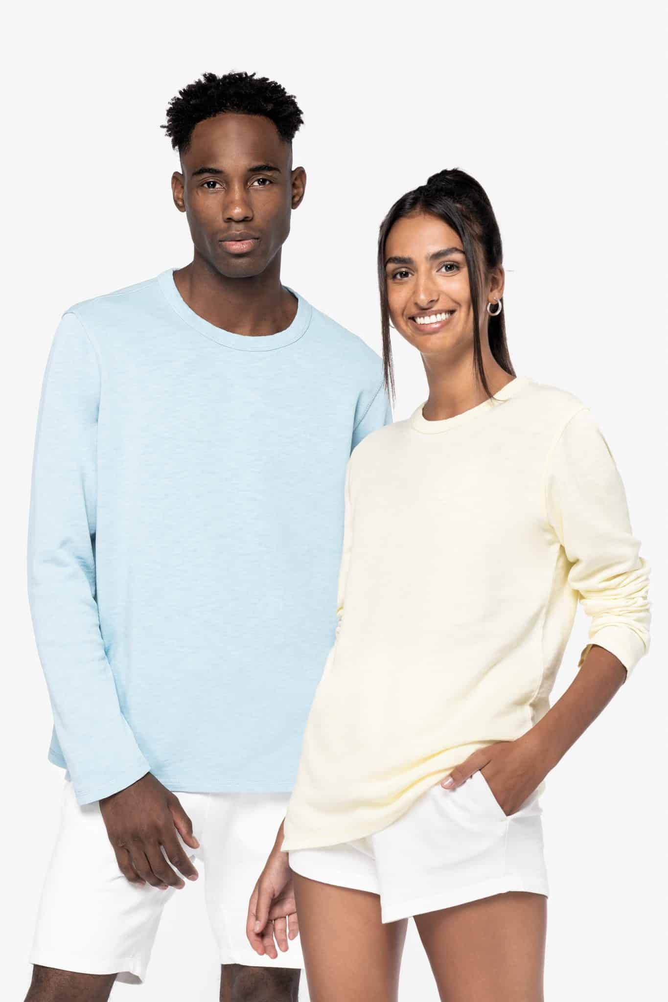 Miniature 1 pour Sweat-shirt écoresponsable à col rond délavé French Terry unisexe
