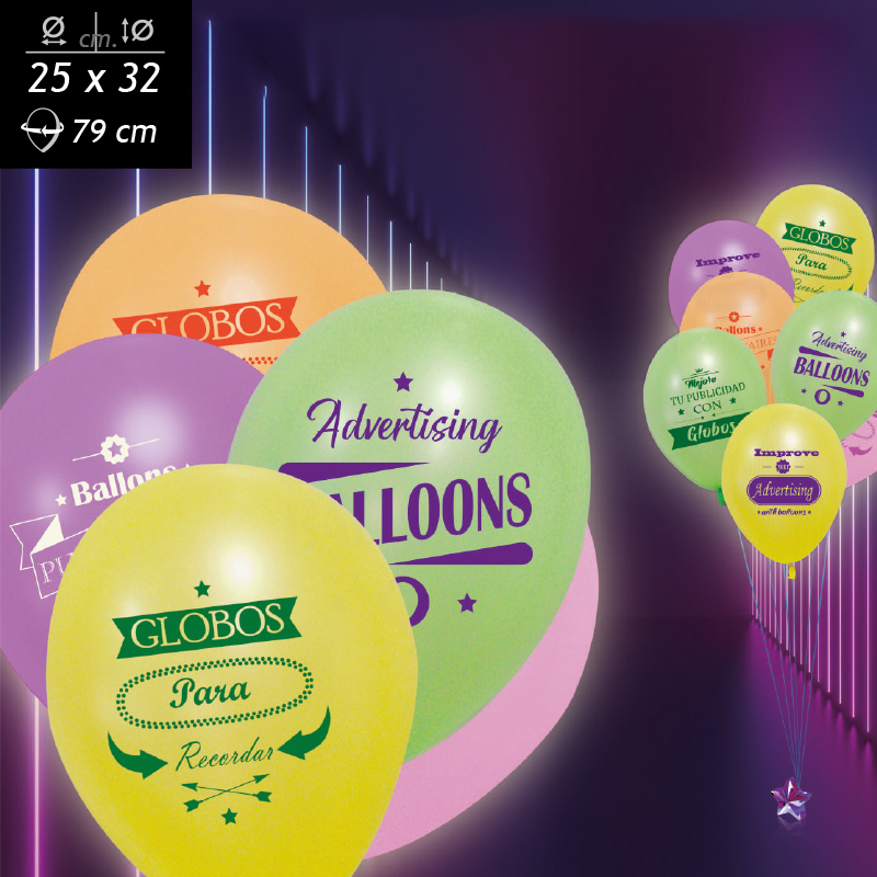 Miniature 1 pour Ballons de baudruche néon 25 cm personnalisés