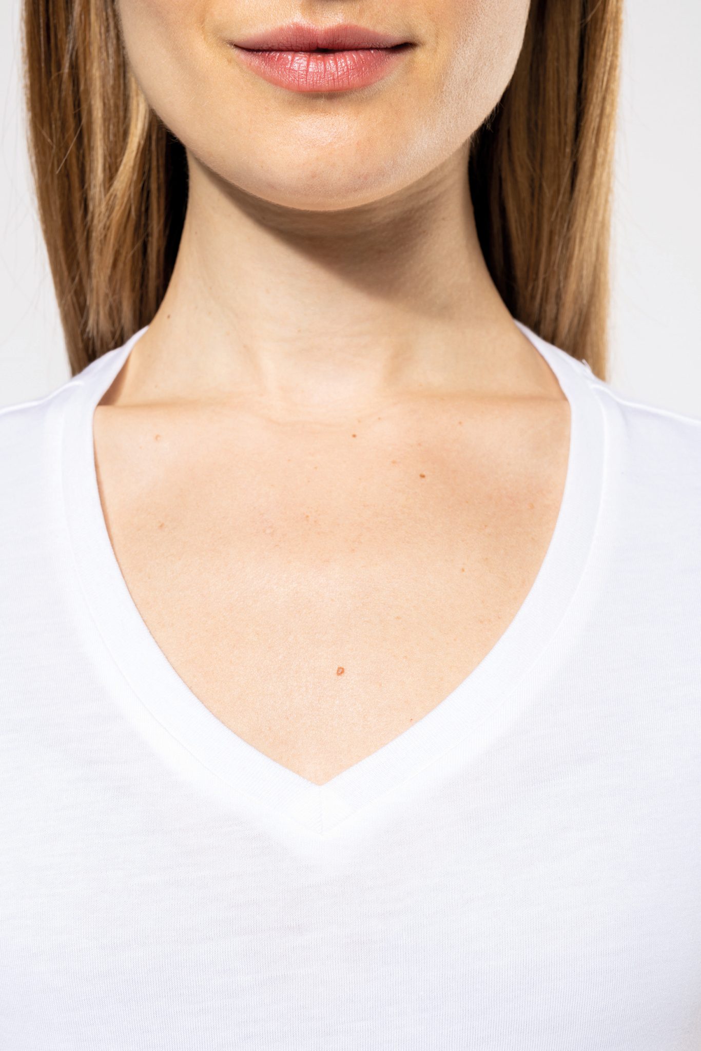 Miniature 8 pour T-shirt Supima® col V manches courtes femme