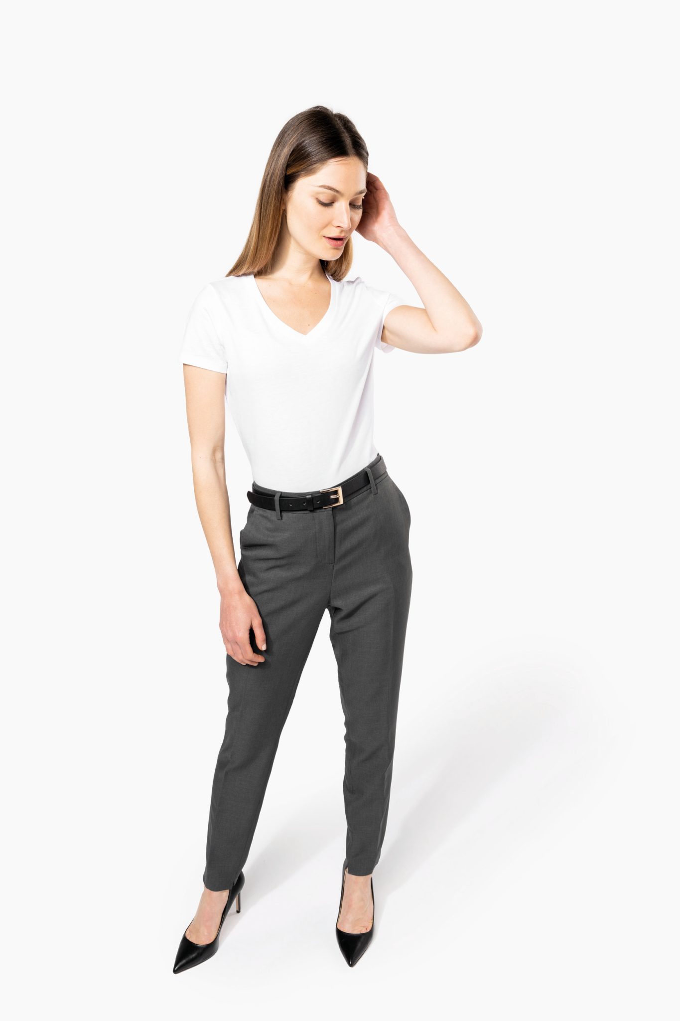 Miniature 5 pour T-shirt Supima® col V manches courtes femme