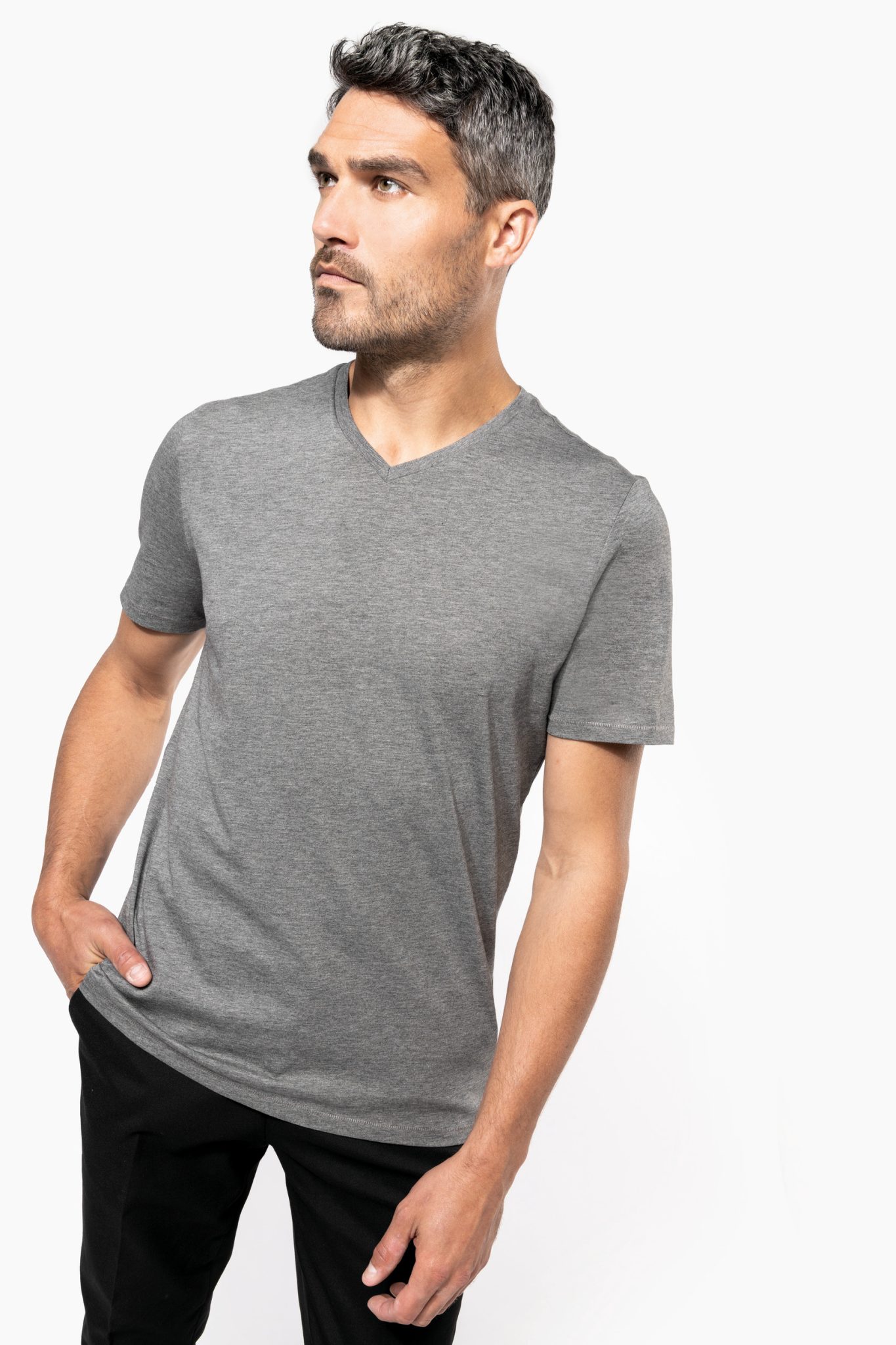 Miniature 3 pour T-shirt Supima® col V manches courtes homme