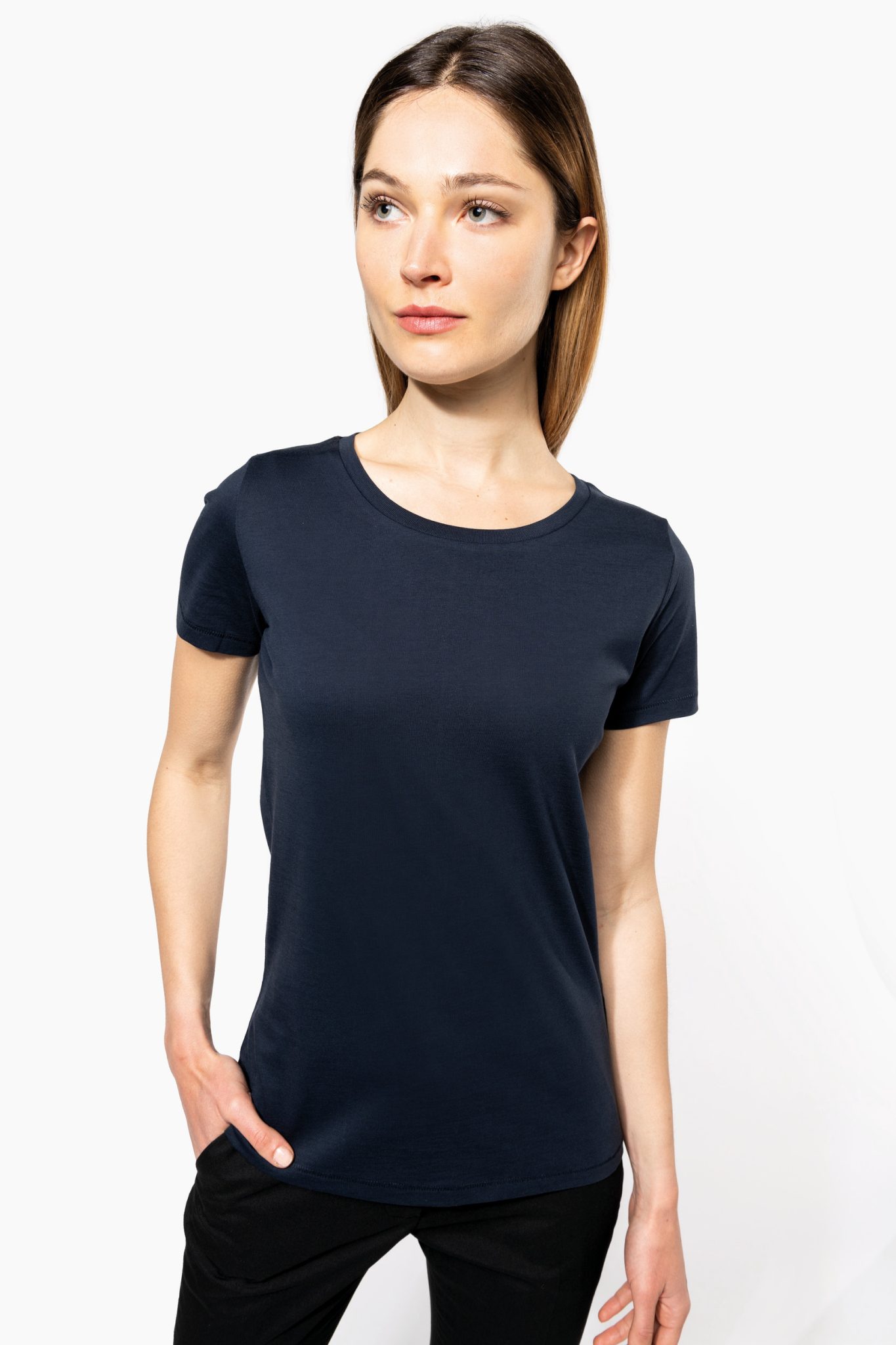 Miniature 3 pour T-shirt Supima® col rond manches courtes femme