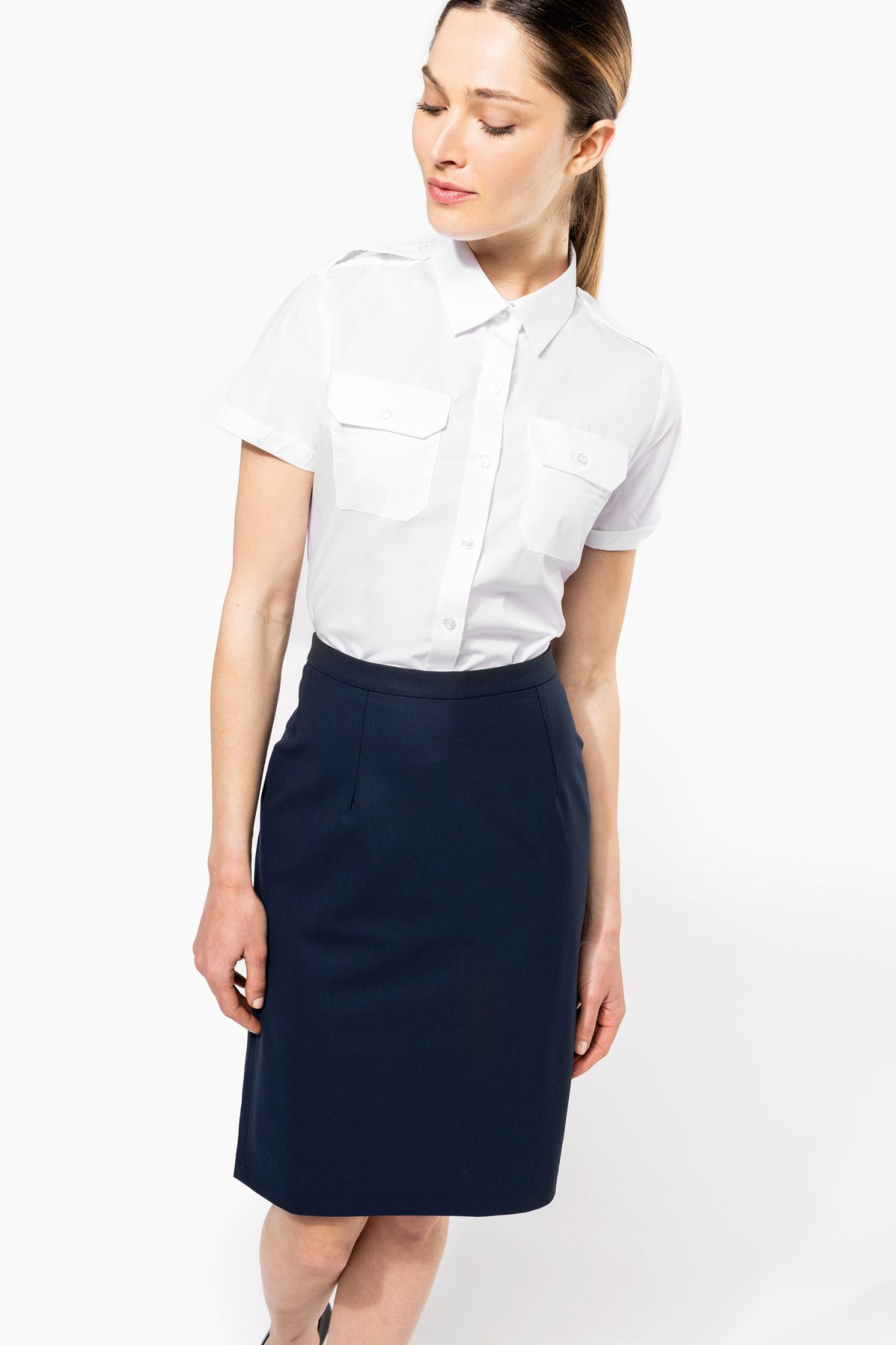 Miniature 3 pour Chemise pilote manches courtes femme
