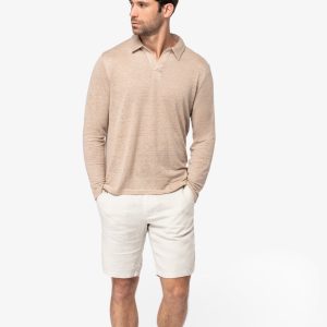 Visuel Polo manches longues en lin homme