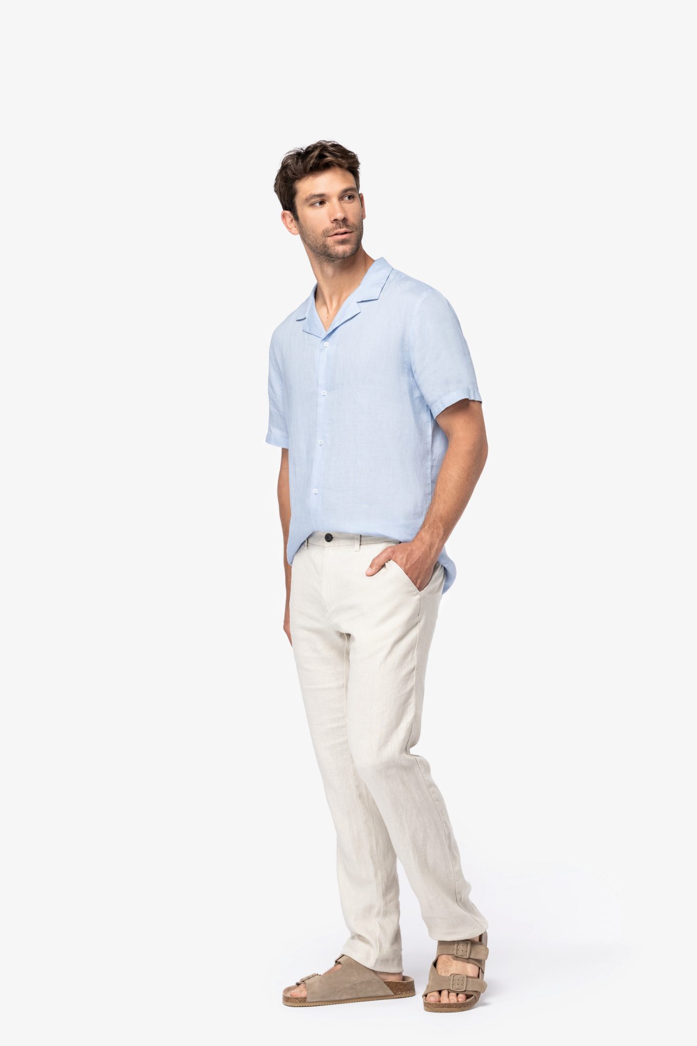 Miniature 2 pour Chemise à col bowling en lin homme