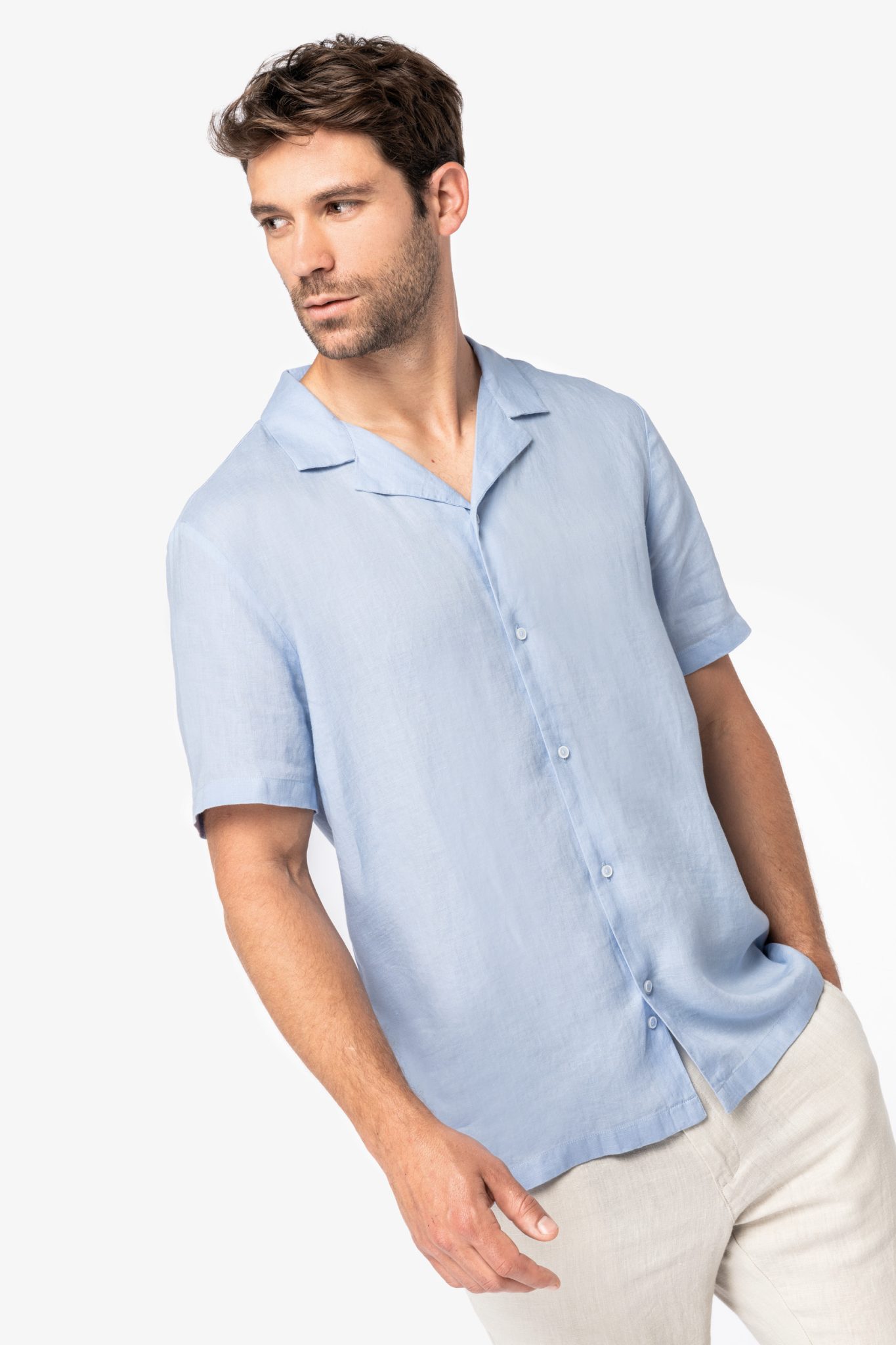 Miniature 3 pour Chemise à col bowling en lin homme