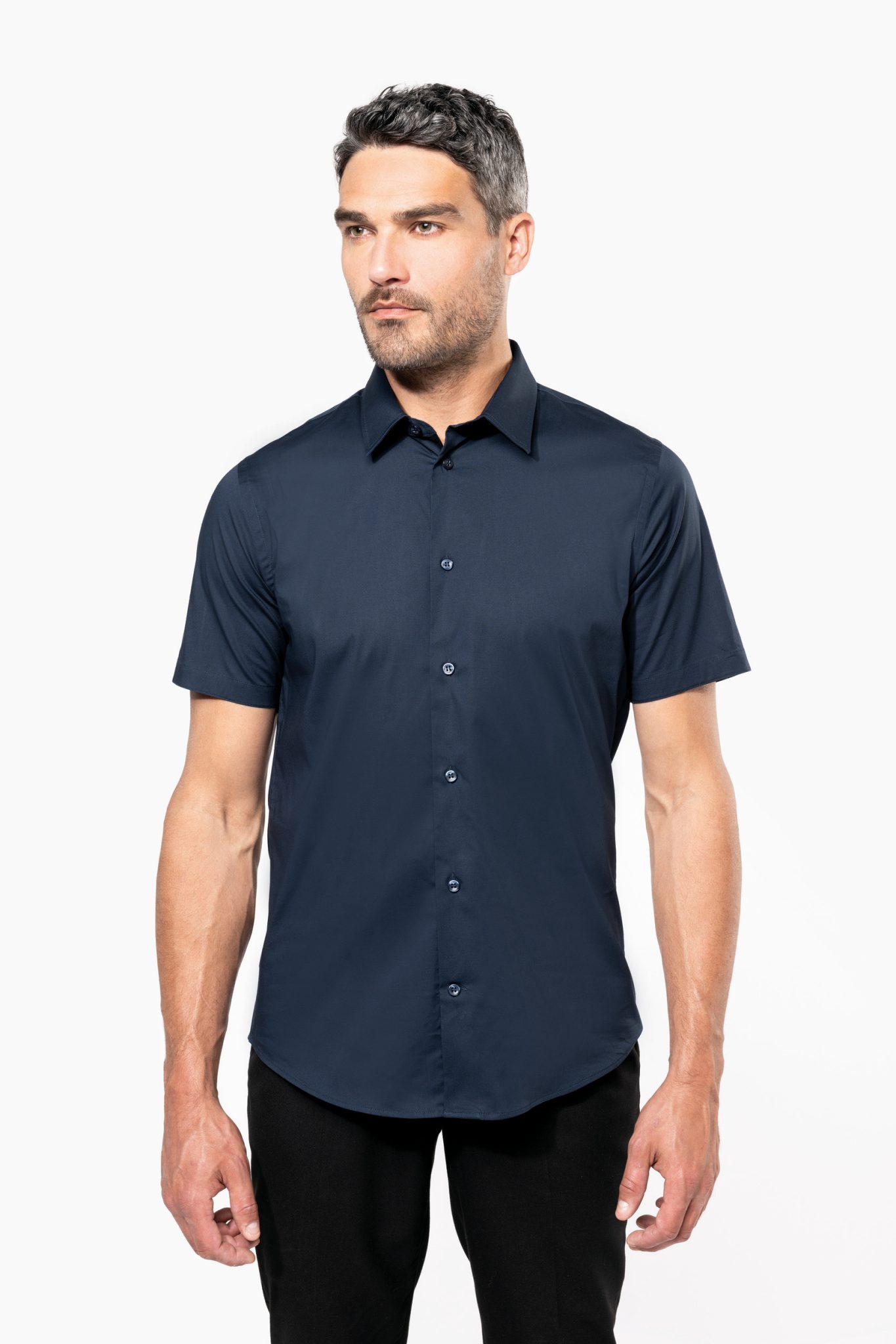 Miniature 3 pour Chemise coton / élasthanne manches courtes