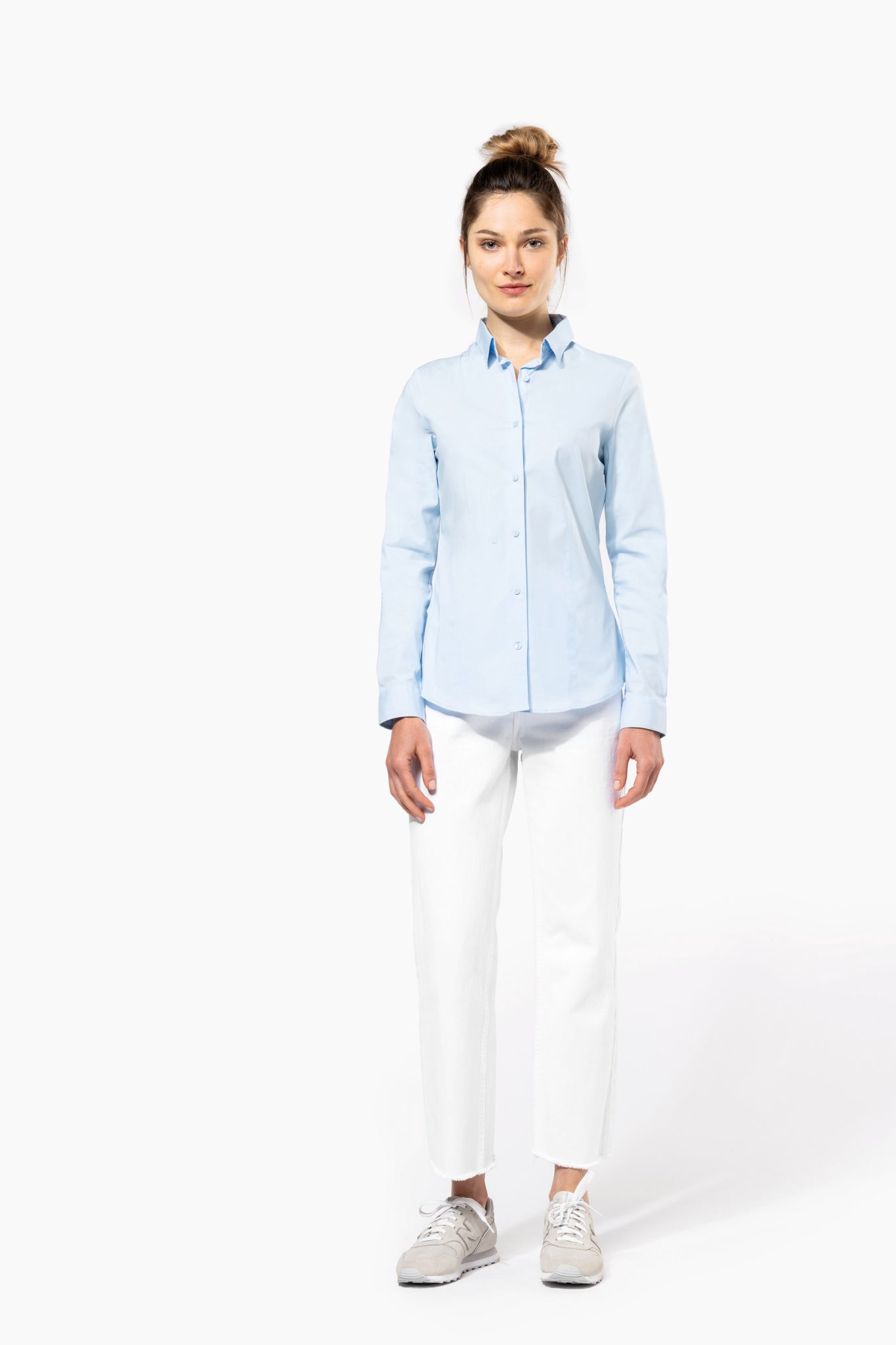 Miniature 4 pour Chemise coton / élasthanne manches longues femme