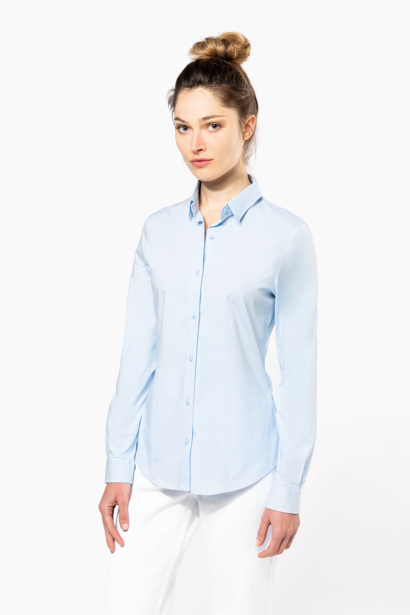 Miniature 1 pour Chemise coton / élasthanne manches longues femme