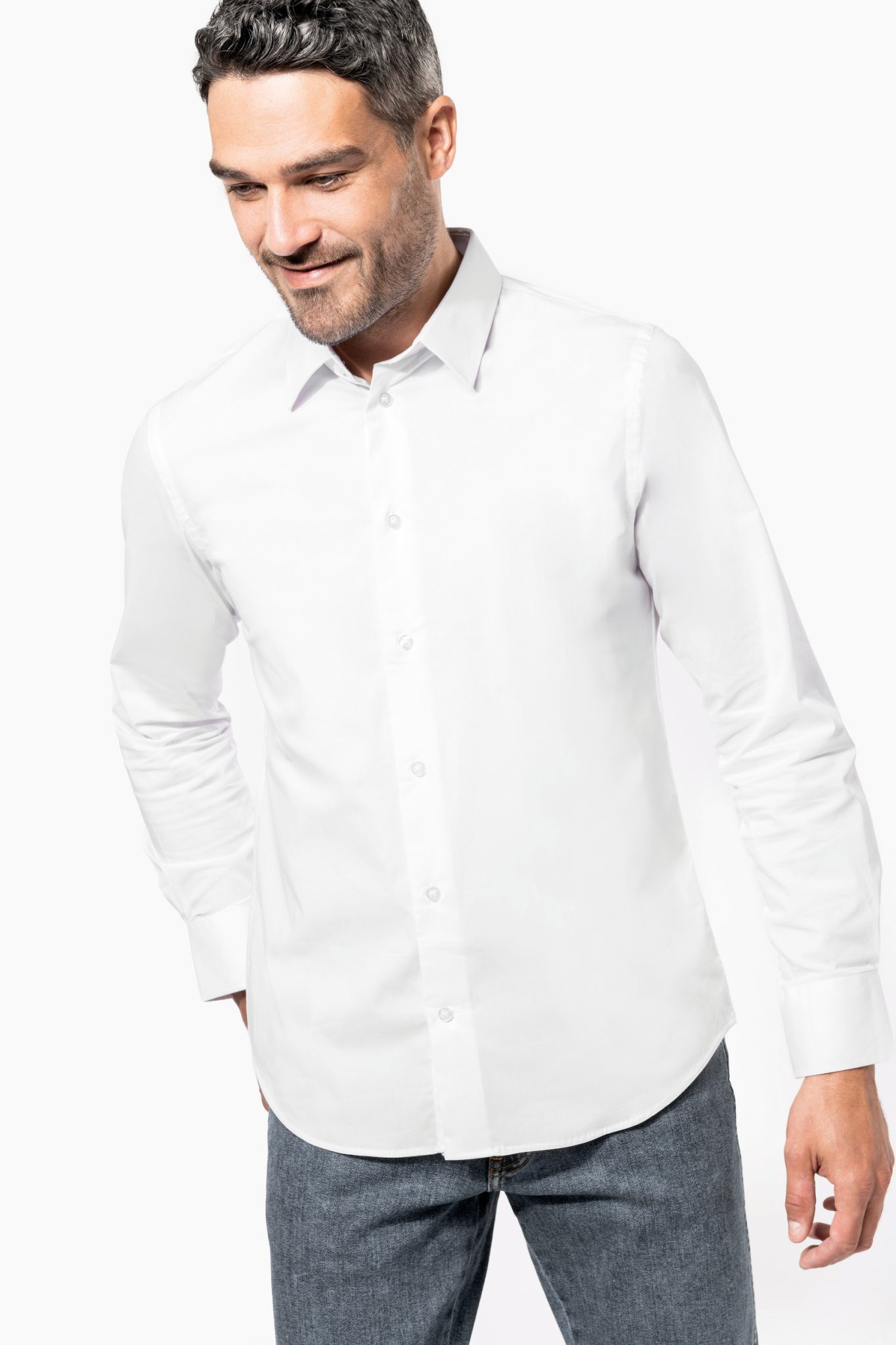 Miniature 1 pour Chemise coton / élasthanne manches longues homme