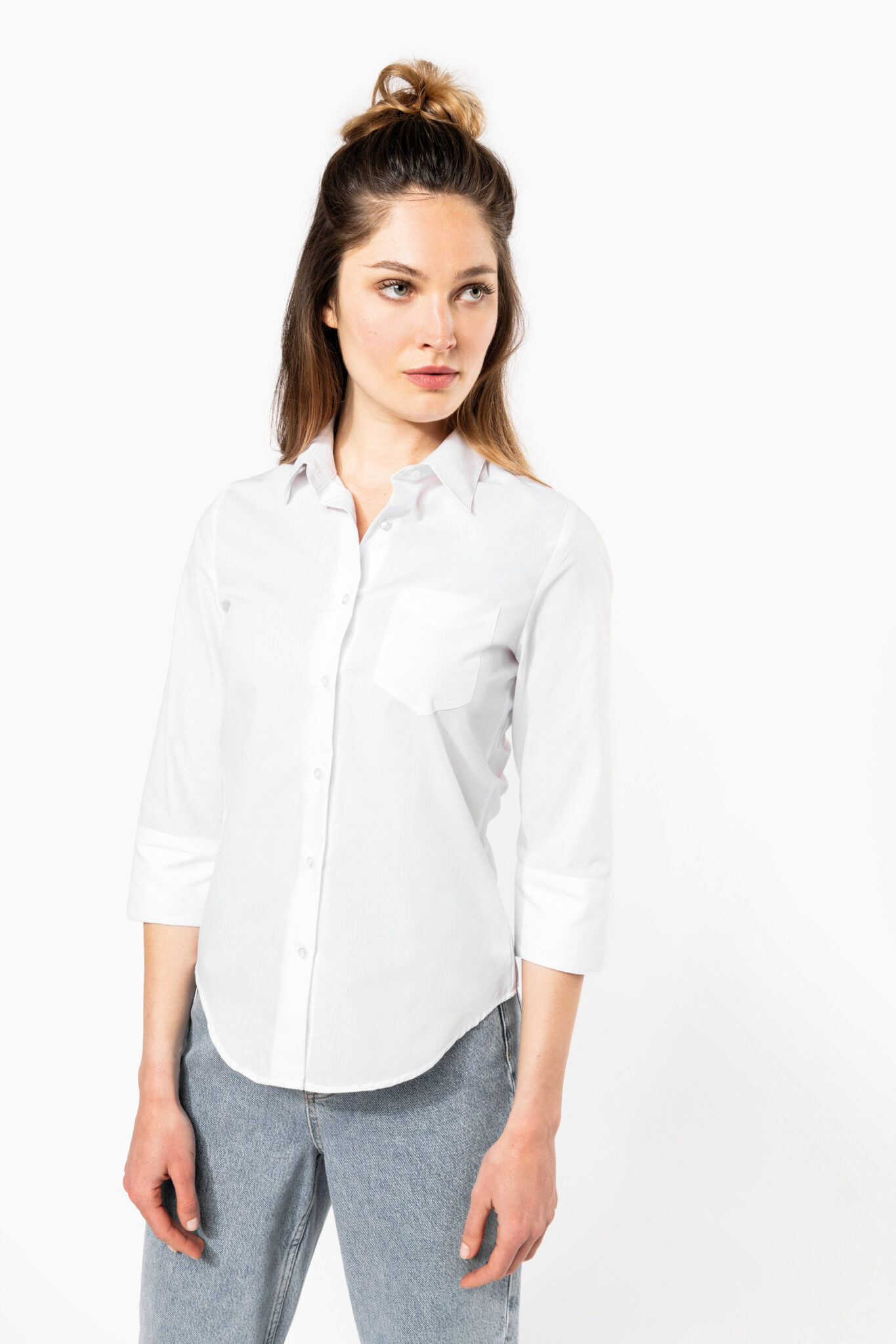 Miniature 1 pour Chemise popeline polycoton manches 3/4 entretien facile femme