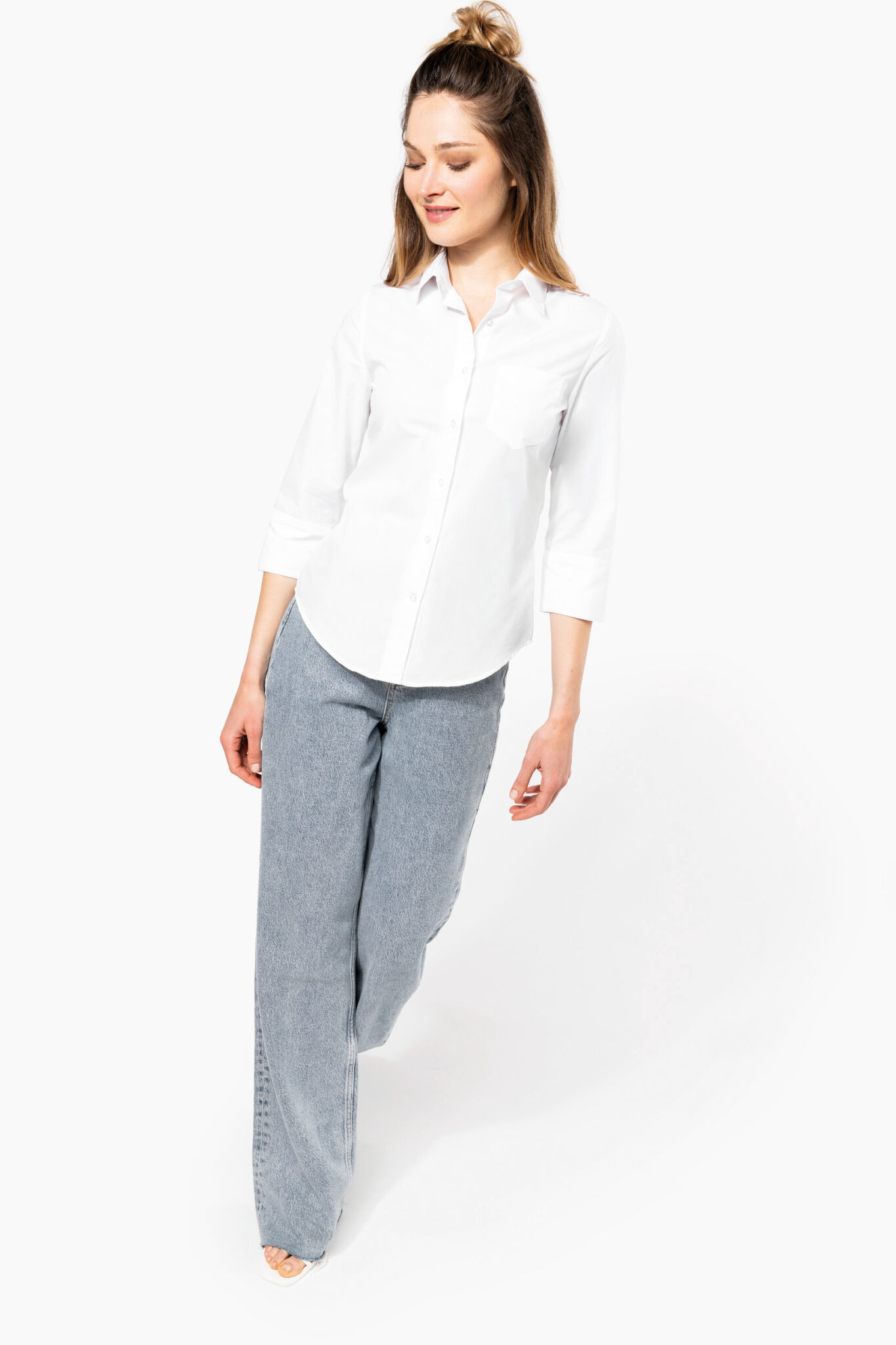 Miniature 5 pour Chemise popeline polycoton manches 3/4 entretien facile femme