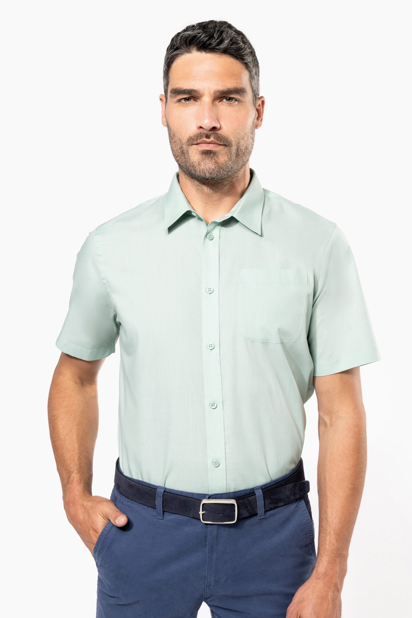 Miniature 1 pour Chemise popeline polycoton manches courtes entretien facile homme