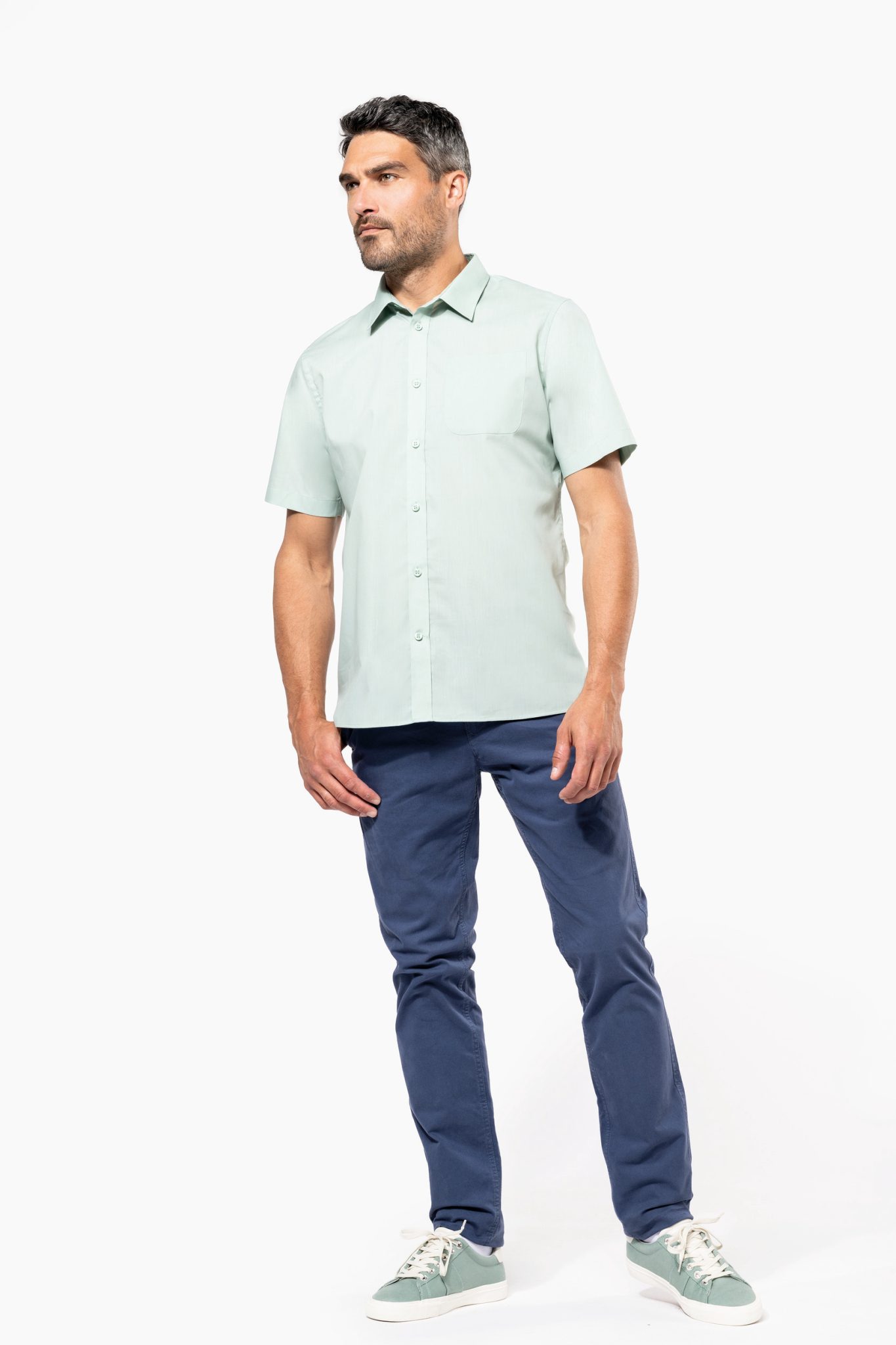 Miniature 4 pour Chemise popeline polycoton manches courtes entretien facile homme