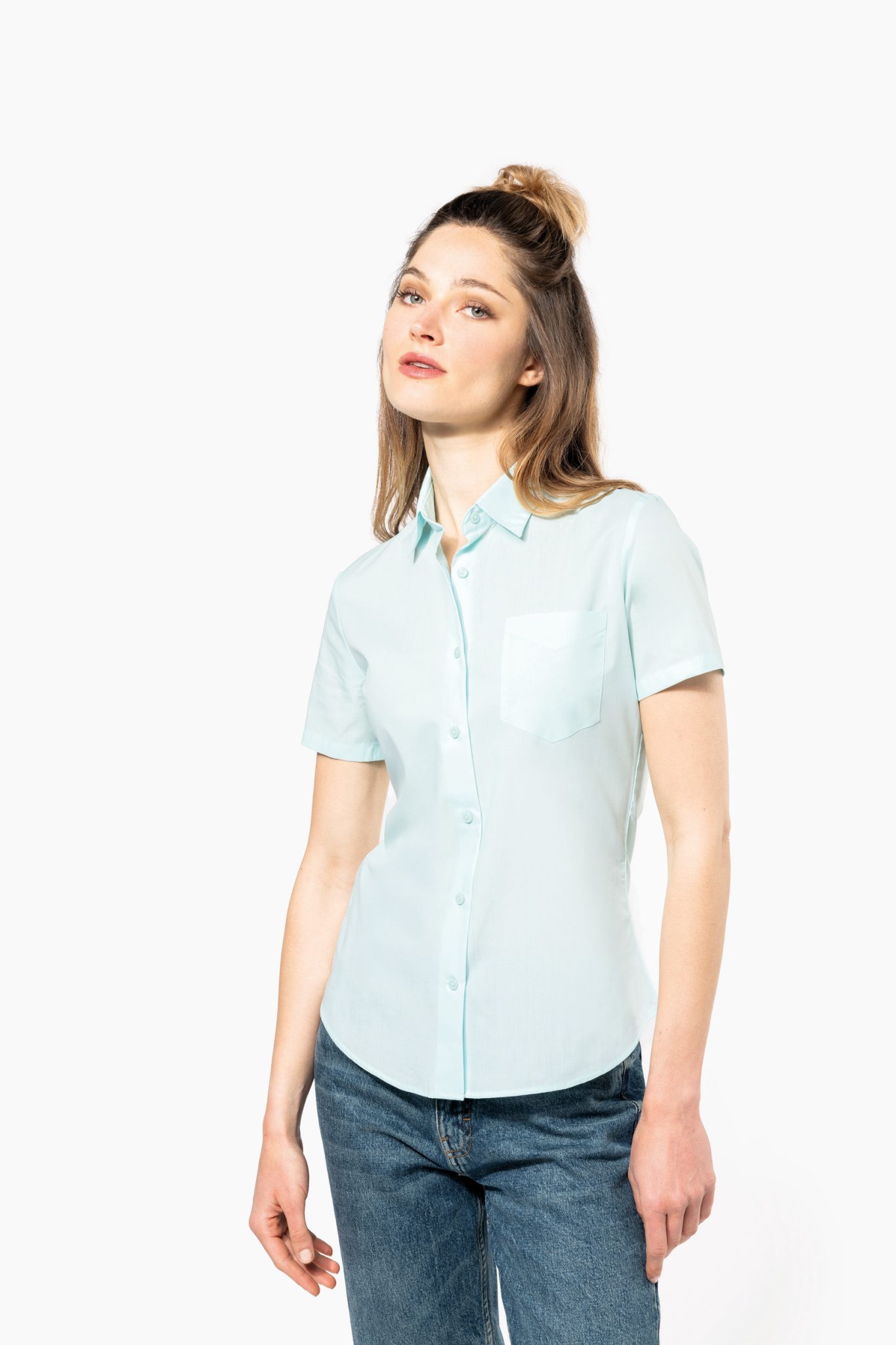 Miniature 3 pour Chemise popeline polycoton manches courtes entretien facile femme