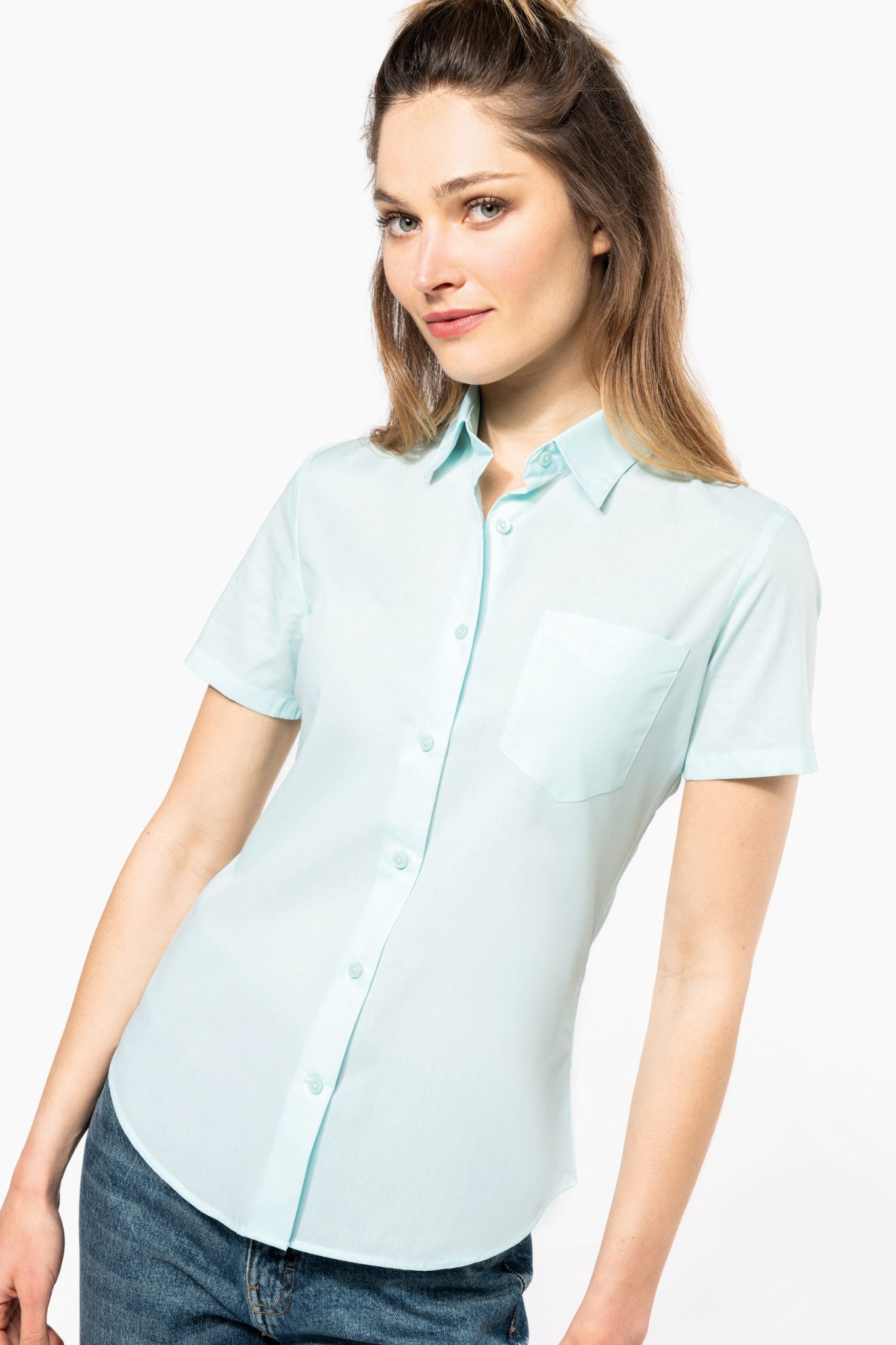 Miniature 1 pour Chemise popeline polycoton manches courtes entretien facile femme