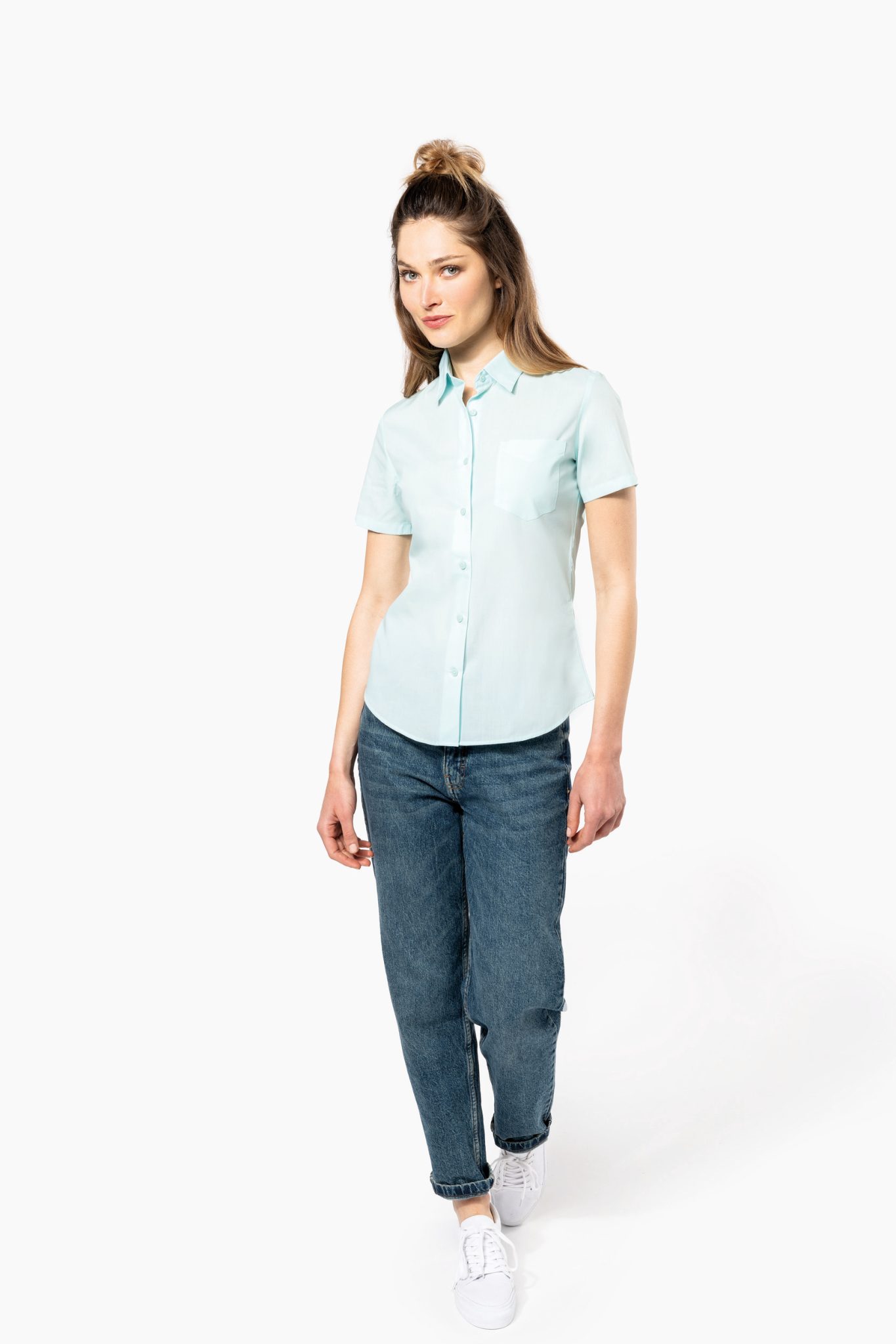 Miniature 5 pour Chemise popeline polycoton manches courtes entretien facile femme