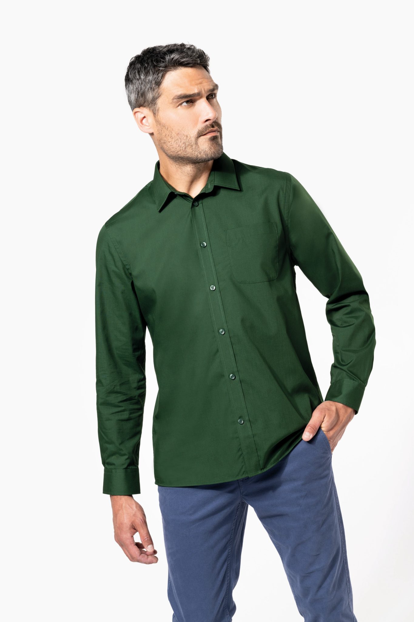 Miniature 1 pour Chemise popeline polycoton entretien facile homme